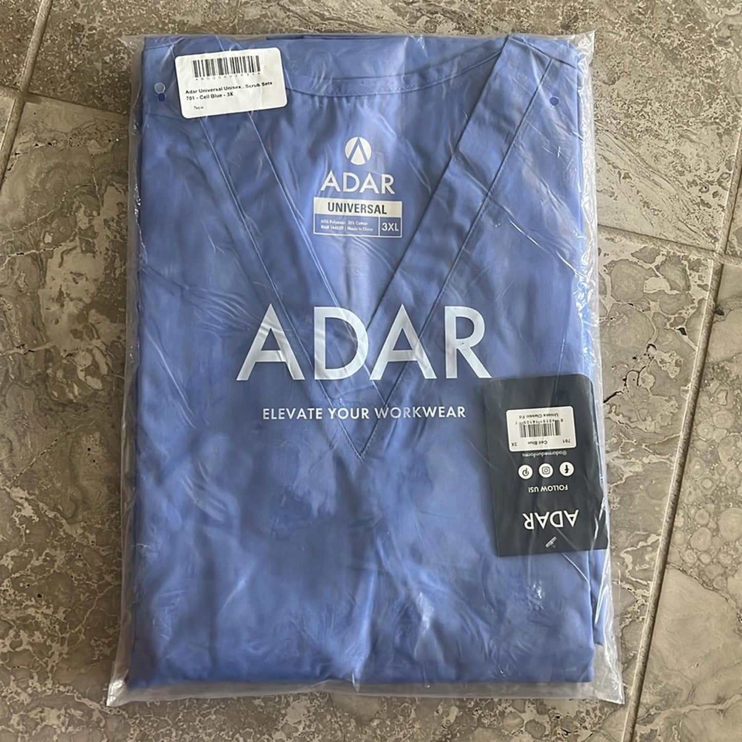 ADAR Universal Unisex Drawstring Scrub Set, Ceil Blue Size 3XL New w/Tag