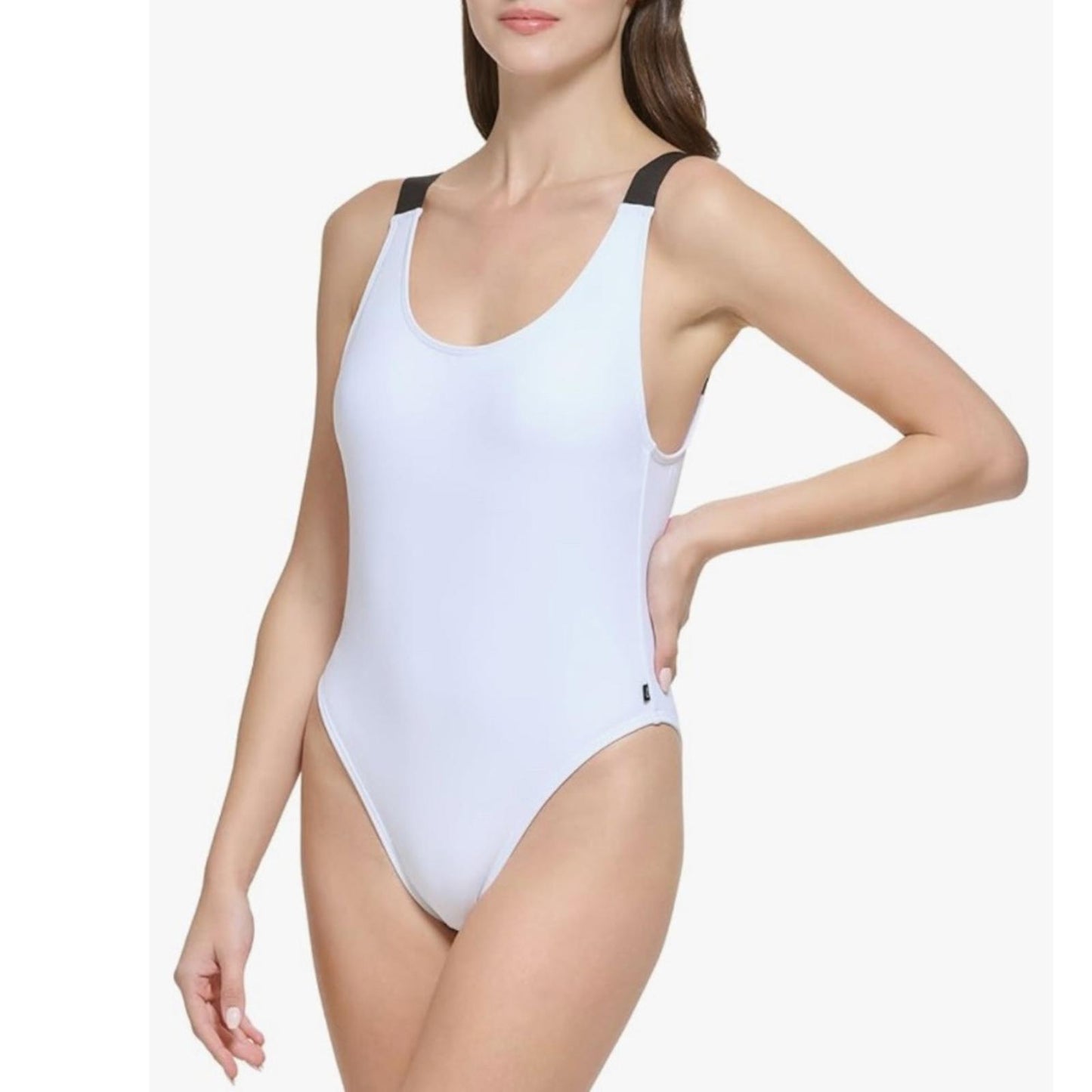 Calvin Klein Classic Over The Shoulder One Piece Swimsuit, Size L NEW w/Tag
