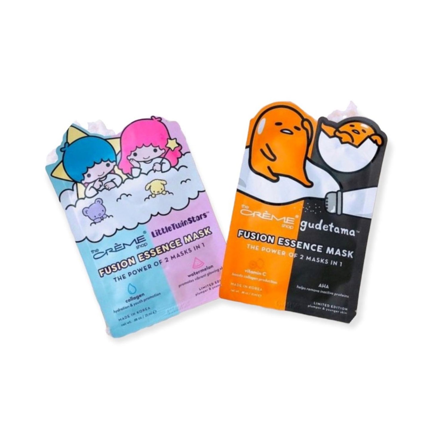 X2 The Crème Shop Fusion Essence Masks: Vitamin C + AHA & Collagen + Watermelon