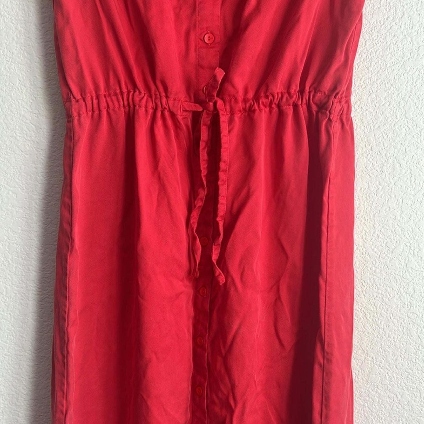 Lavand Shirtdress with Drawstring in Red, Size S Retail $114