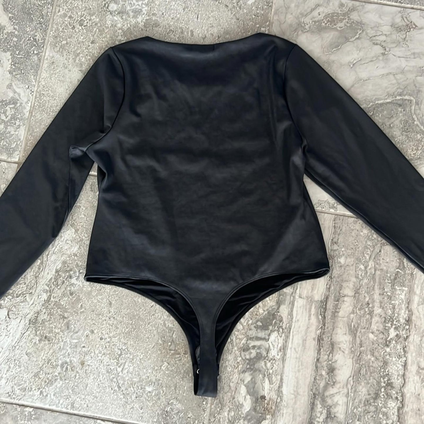 NEW Good American Thong Bodysuit in Black Metallic Size 5(XL) NEW w/o Tag