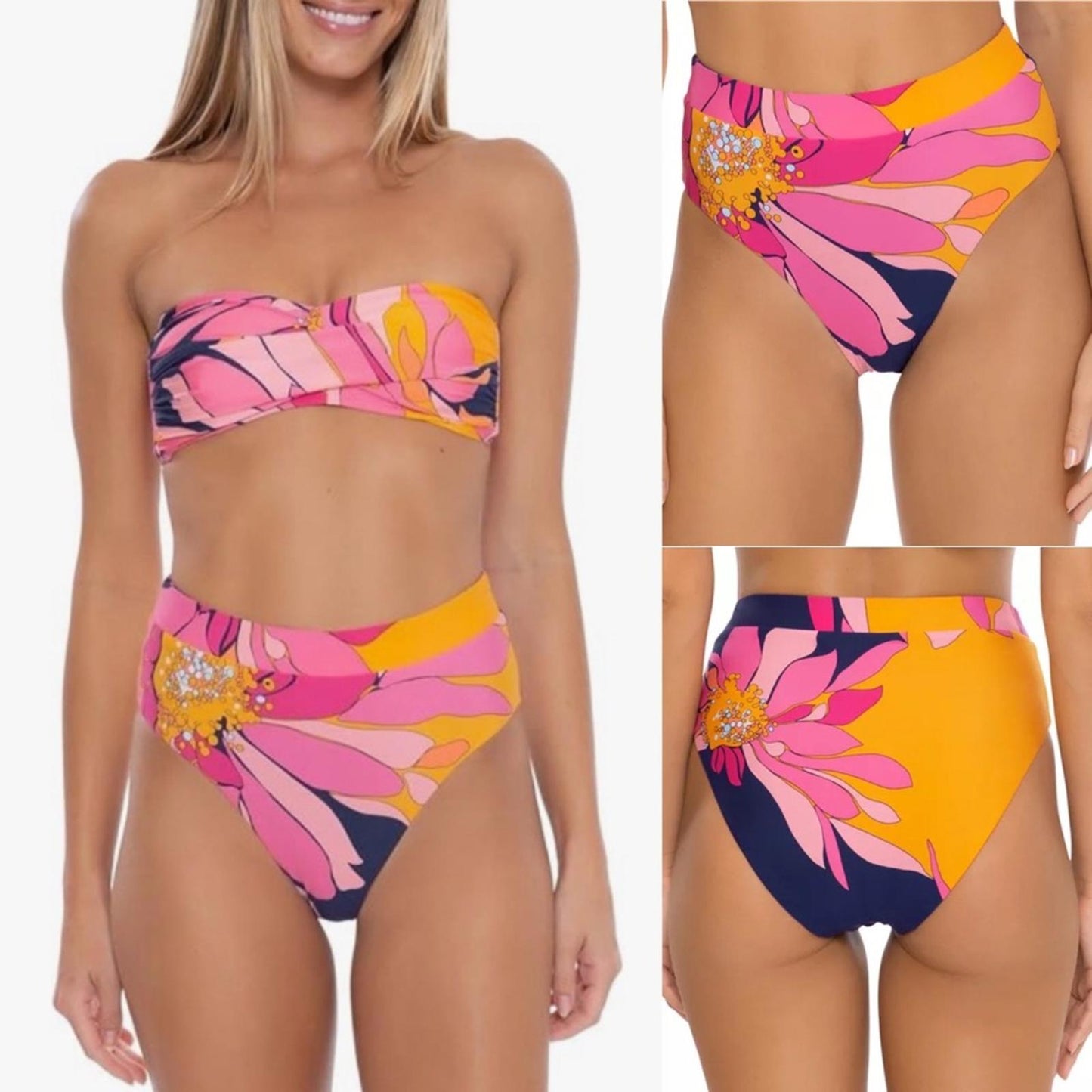 Trina Turk Breeze High Waist Bikini Bottom, Size 4 NEW w/Tag