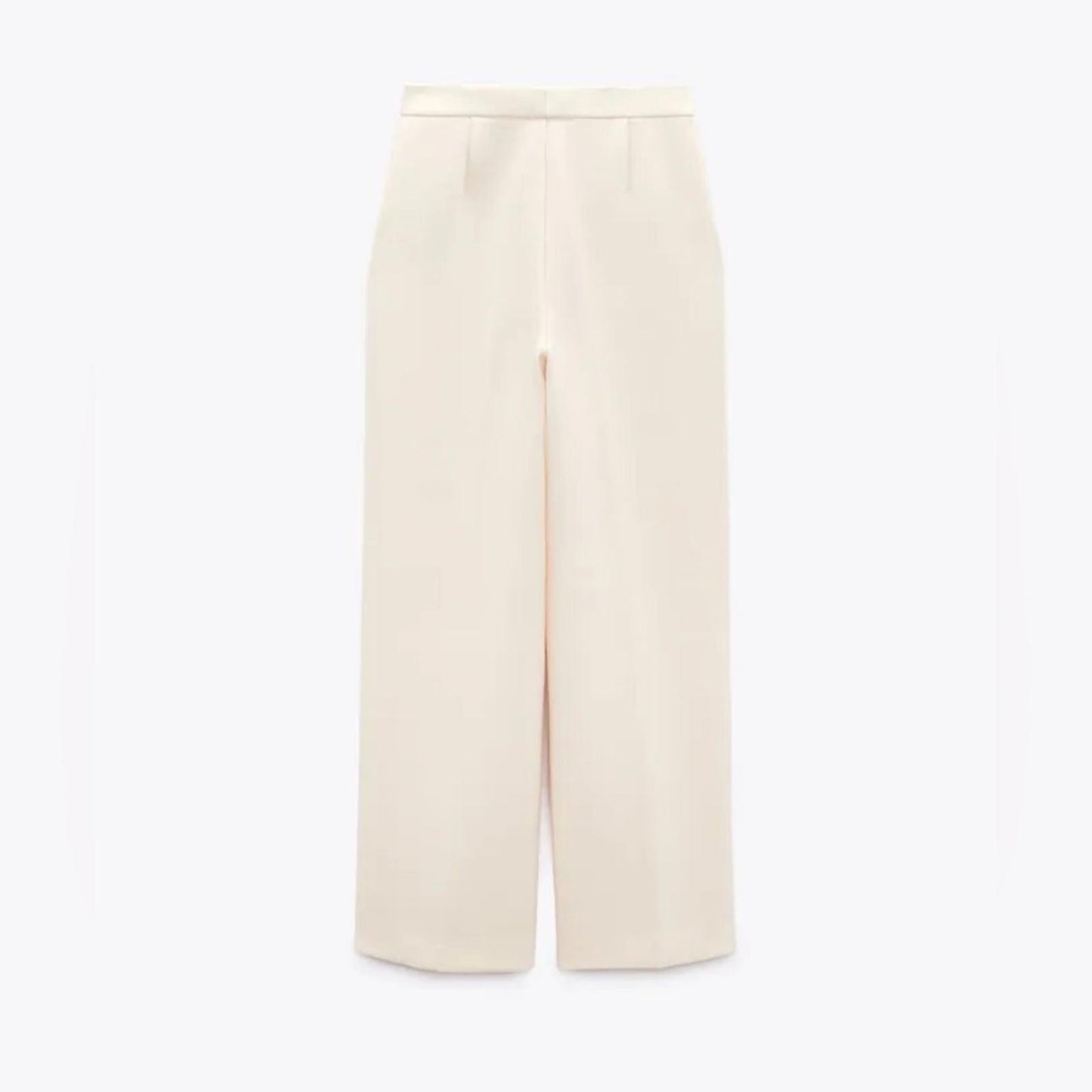 ZARA High-Waisted Wide Leg Pants, Cream White Size XL New w/Tag $89.90