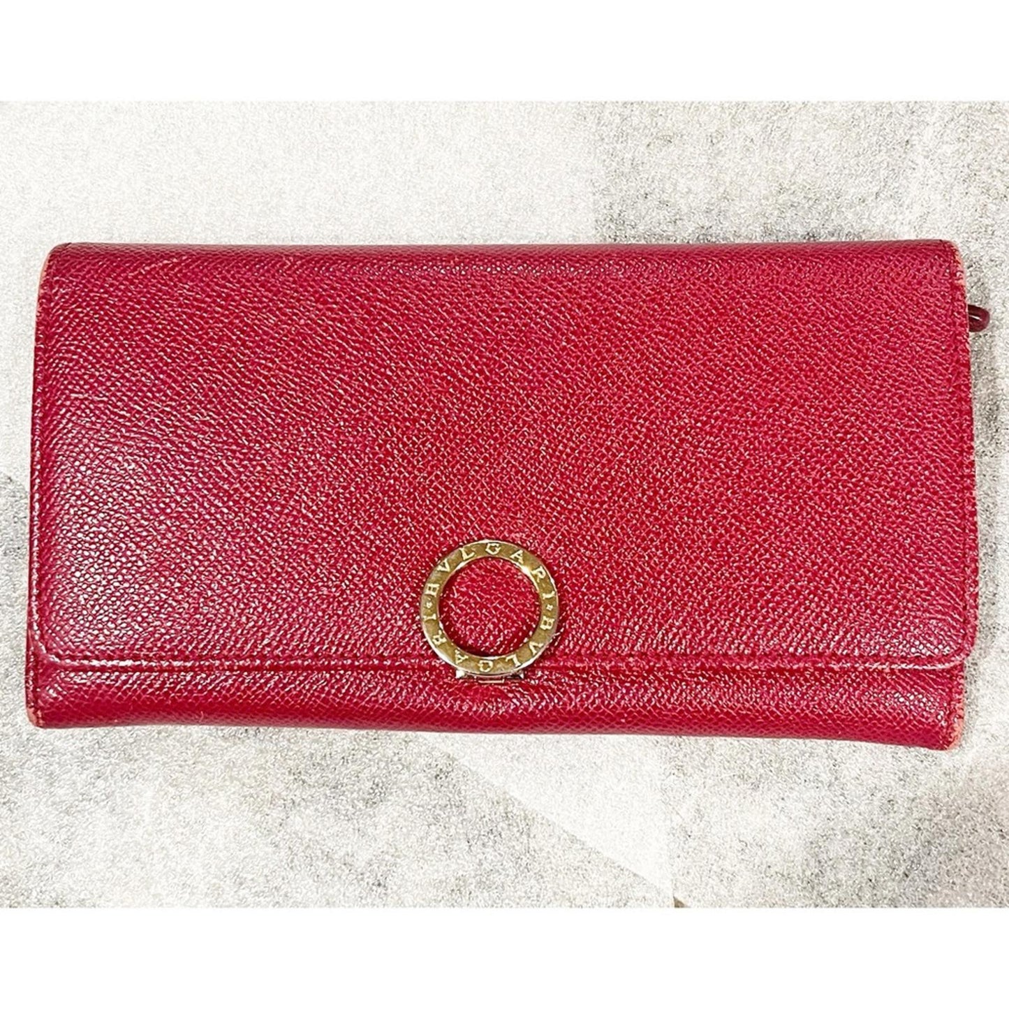 BVLGARI (Made in Italy) Long Leather Wallet in Red, Excellent Condition
