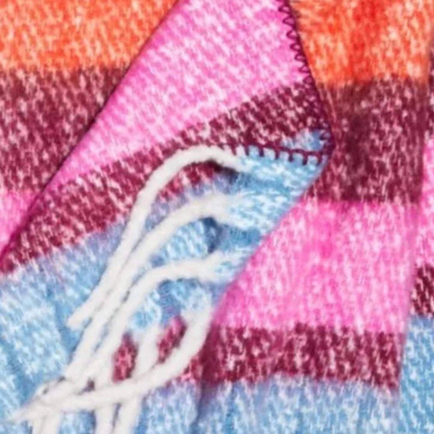 AQUA Bedding Faux Mohair Plaid Throw, 50” x 60” Multi Stripe New w/Tag