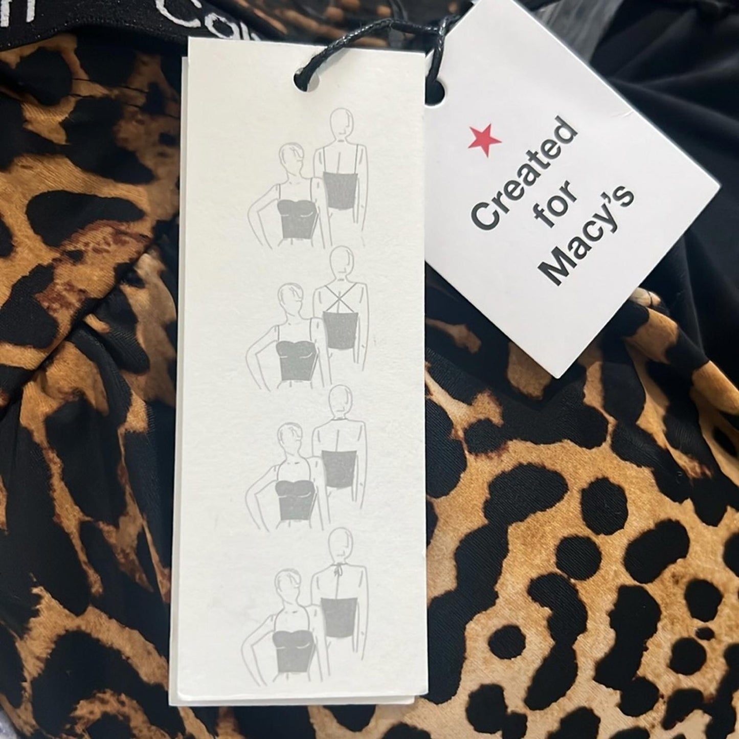 Calvin Klein Leopard-Print Strapless Tummy-Control One-Piece Swimsuit Size 8 NWT