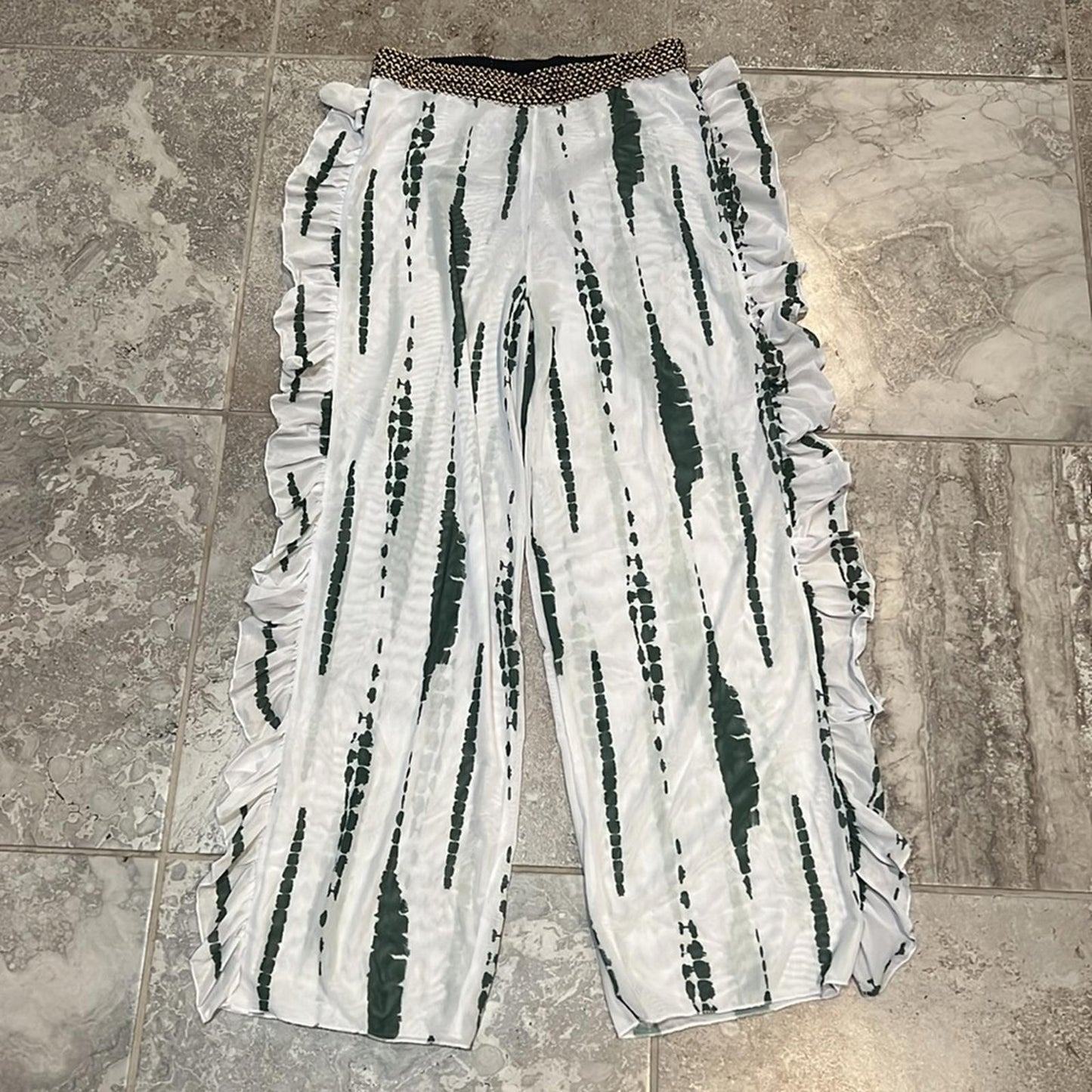 Tie Dye Print Bikini One Shoulder High-Cut Cover Pants, Size XL NEW in Packaging