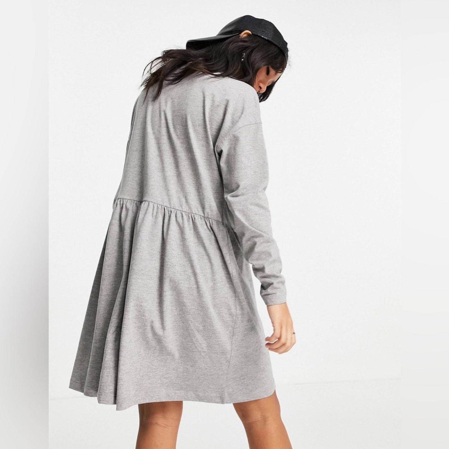 ASOS’ Noisy May Collegiate Motif Jersey Smock Dress, Gray Heather Size XL NWT