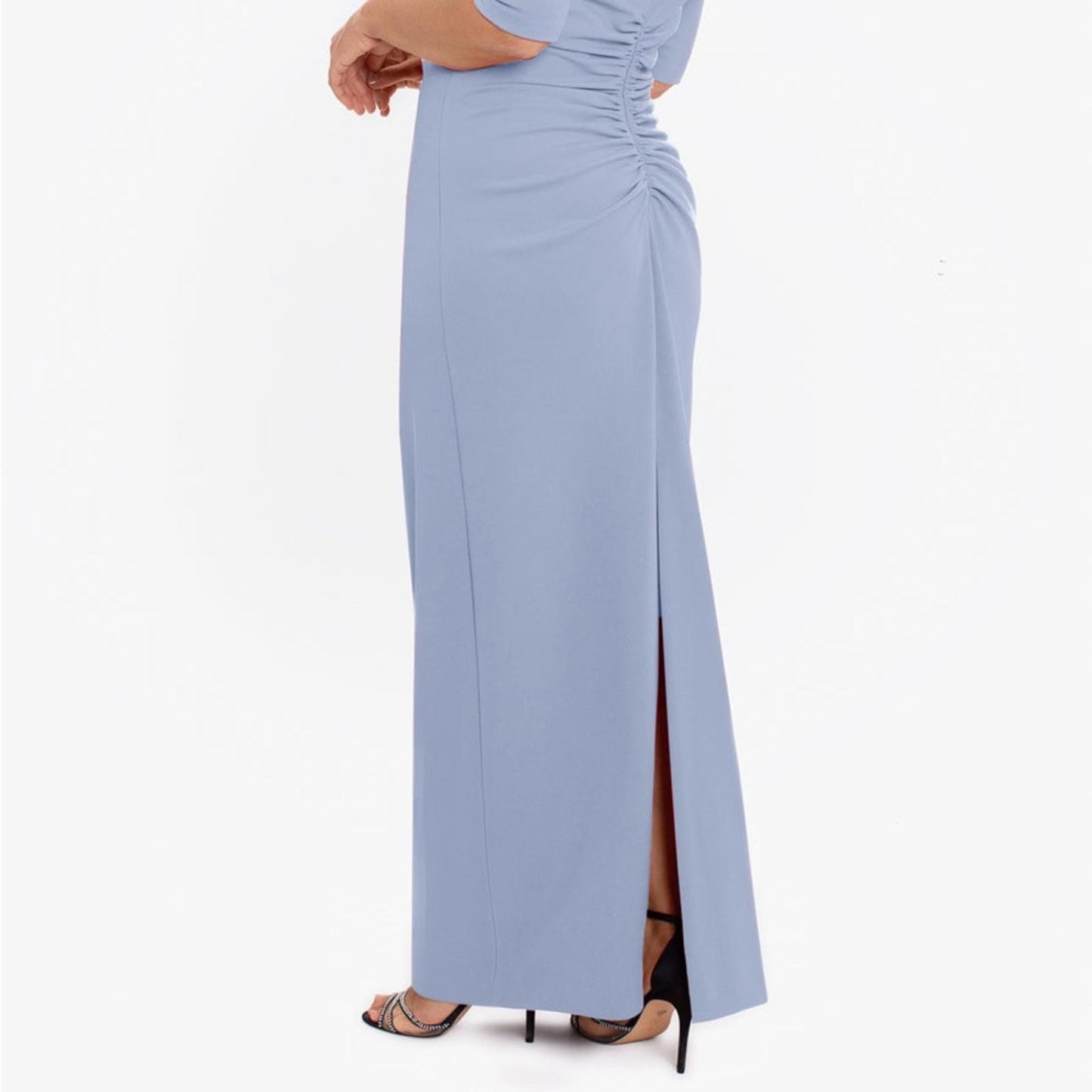 XSCAPE "Isla" Long Crêpe Off-the-Shoulder Ruffle Dress, 16W NEW $249 (Sold Out)