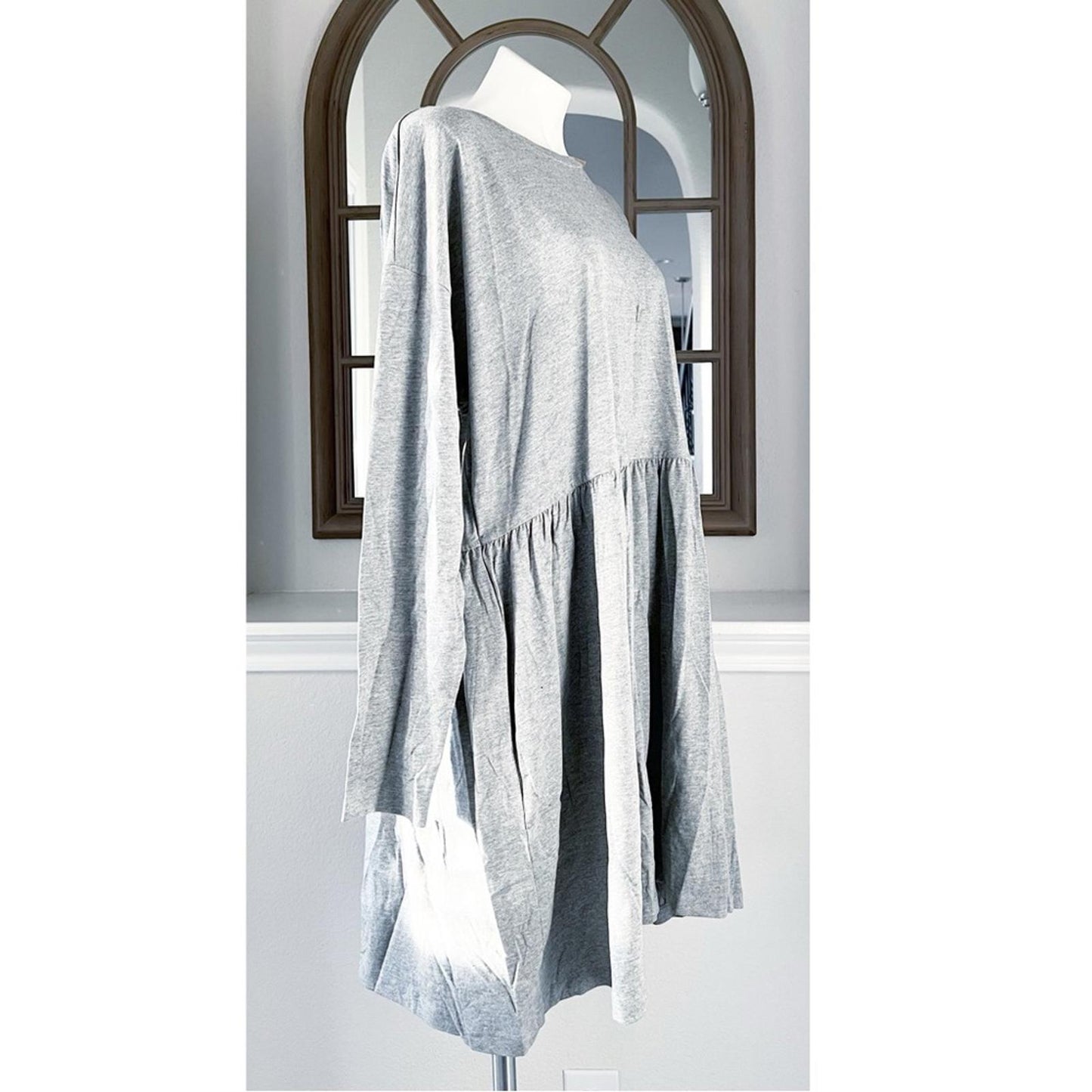 ASOS’ Noisy May Collegiate Motif Jersey Smock Dress, Gray Heather Size XL NWT