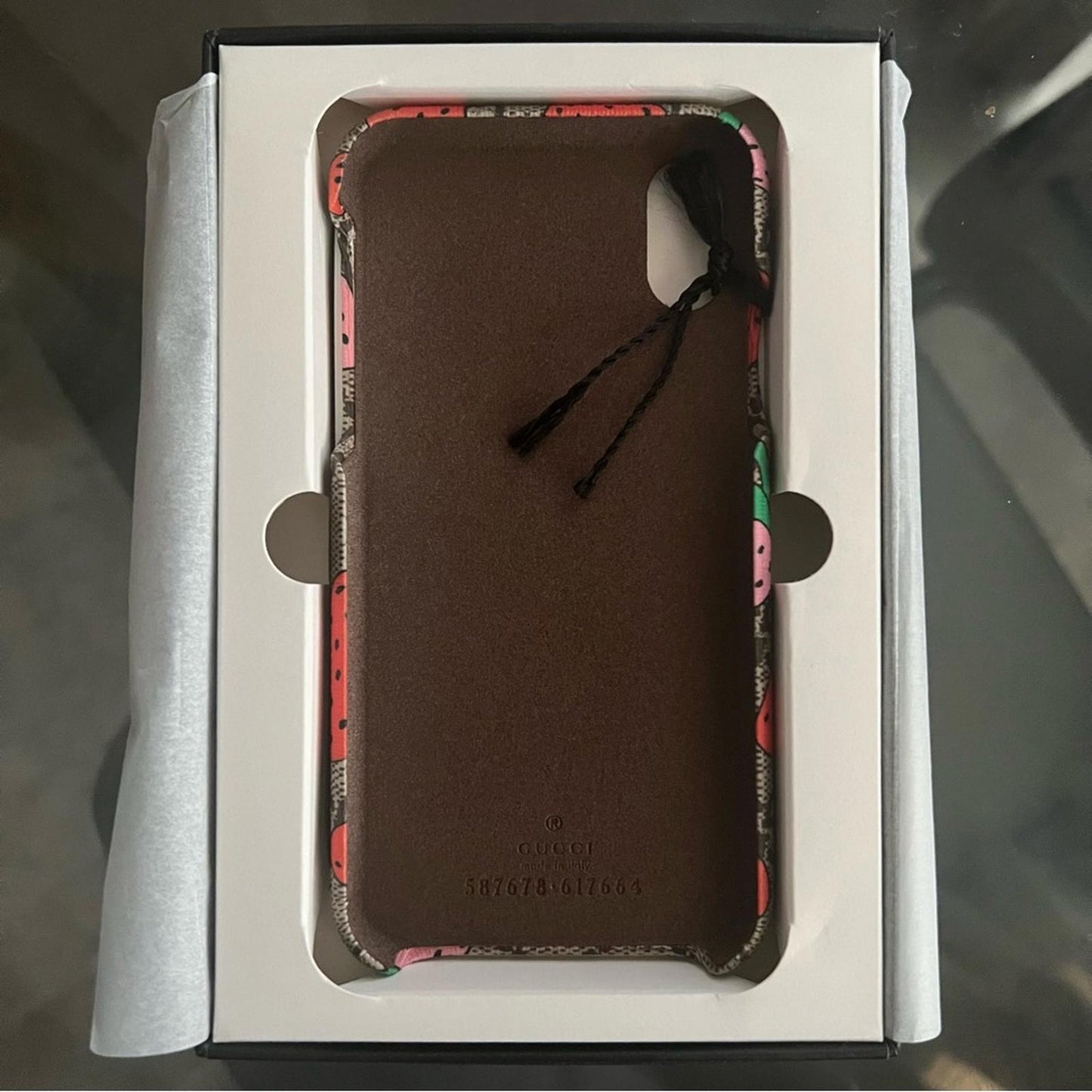 Gucci GG Supreme IPhone Case, Strawberry New in Box Retail $275