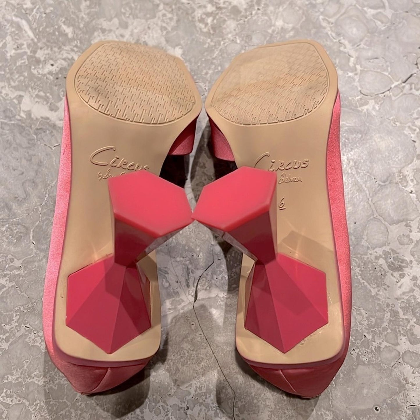 Circus Sam Edelman Rosemary Square-Toe D'Orsay Pumps, Punk Pink Satin Size 6 NEW