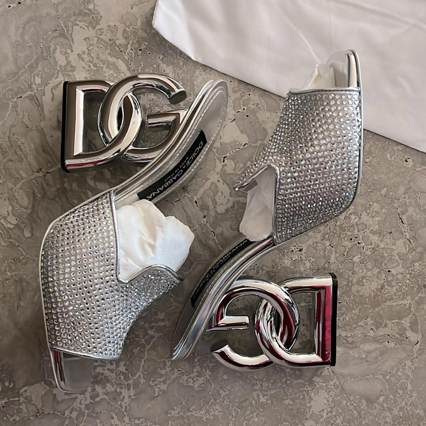 Dolce & Gabbana DG-Heel Gemstone-Embellished Mules Size 40 NEW + Box + Dust Bag