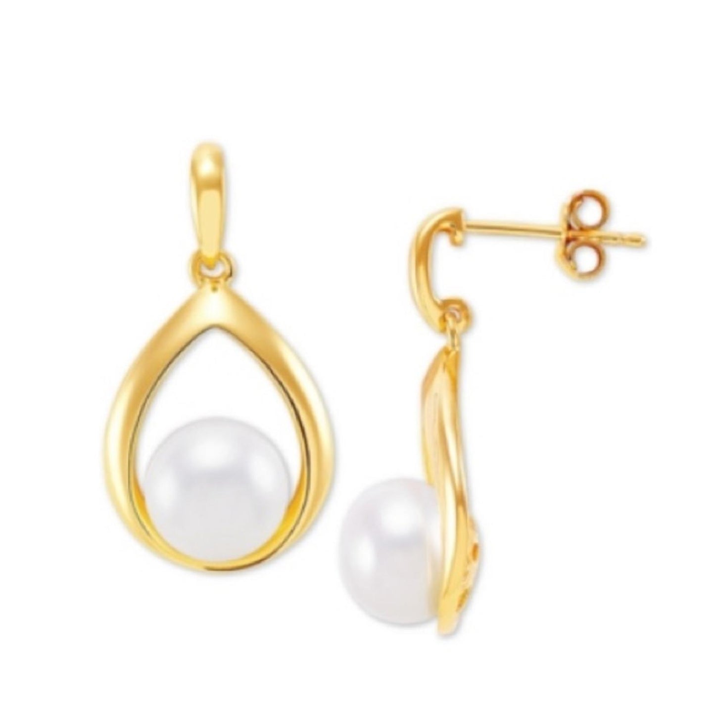 Giani Bernini 18K/SS Cultured Freshwater Pearl 8mm Drop Earrings - Made in Italy