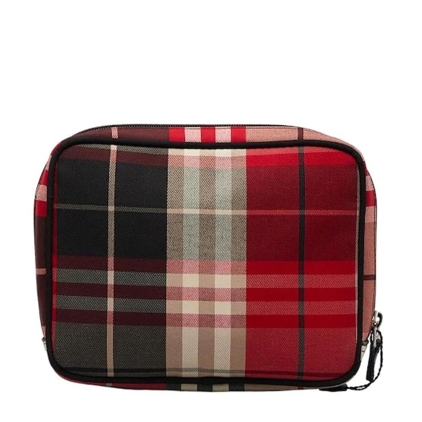 Burberry Check Canvas Accessory Pouch in Red/Black/Tan with Tag €219