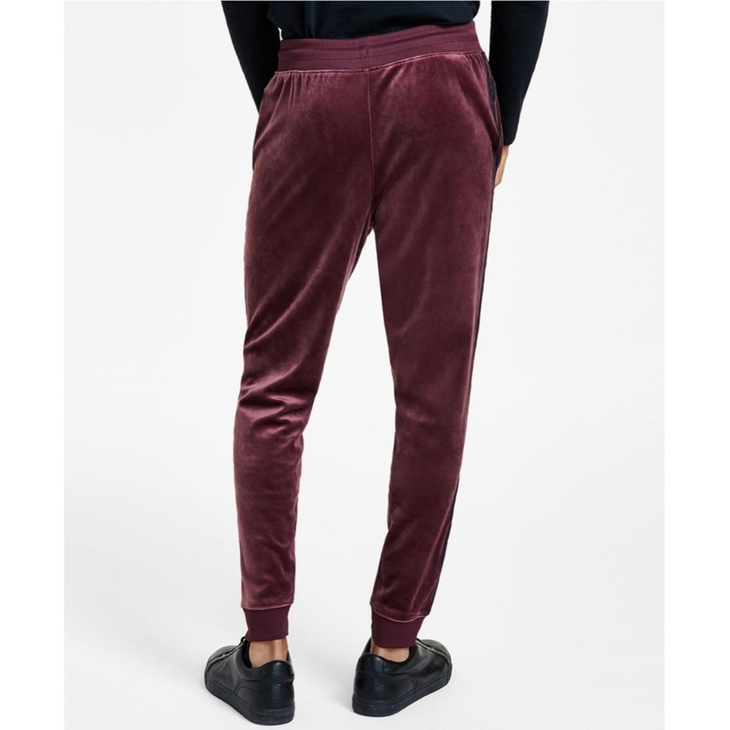 NEW INC Men's Regular-Fit Side Stripe Velour Joggers, Size L Retail $59.50
