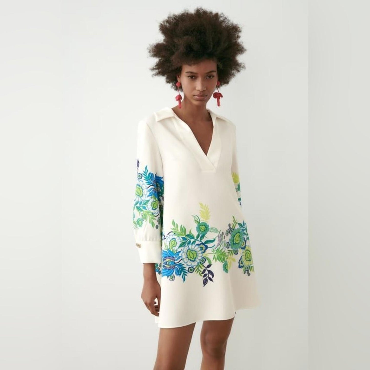 ZARA Jual Flower Print Collar Dress, Size XL New w/Tag