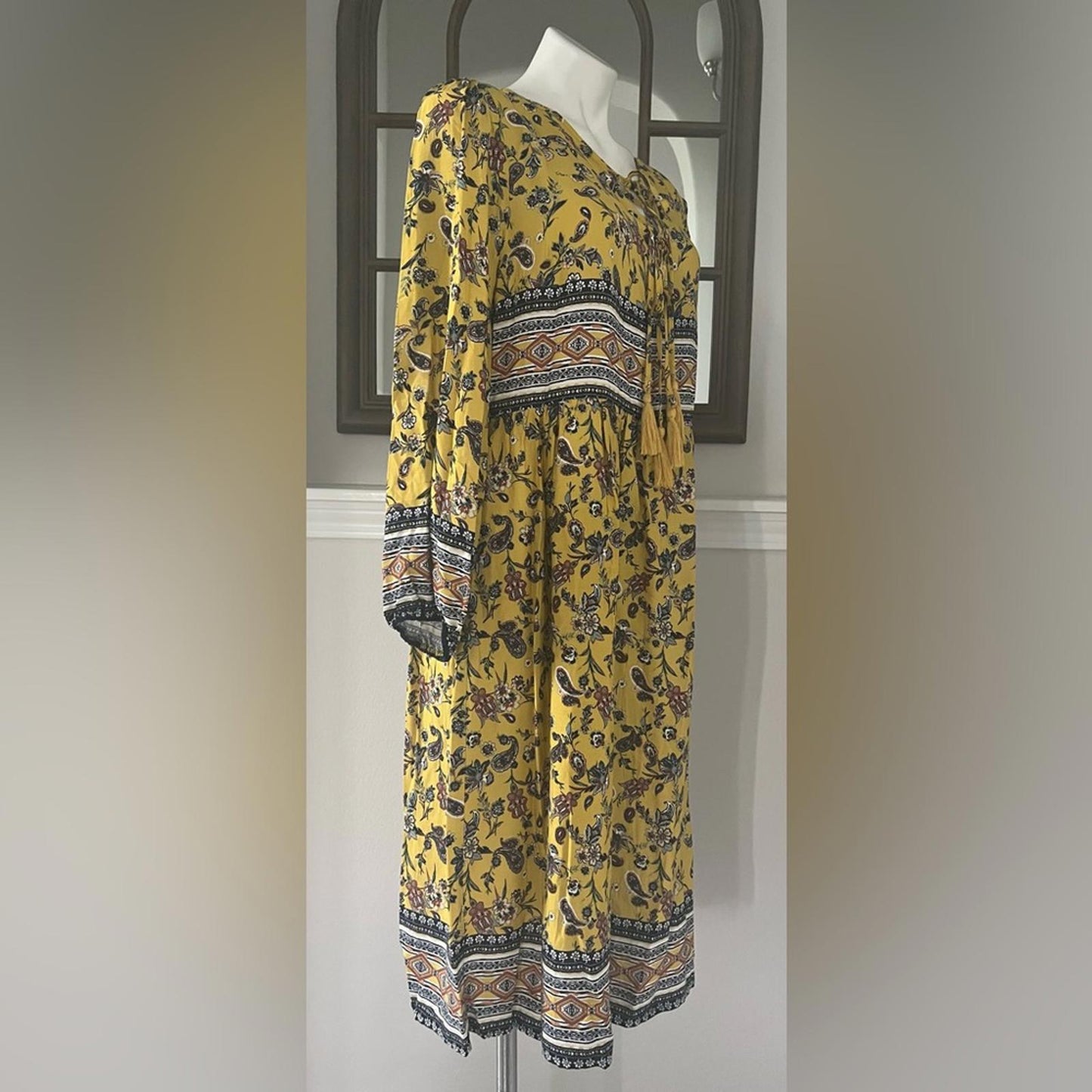 Luxology Women's Boho Border Midi Dress, Size L