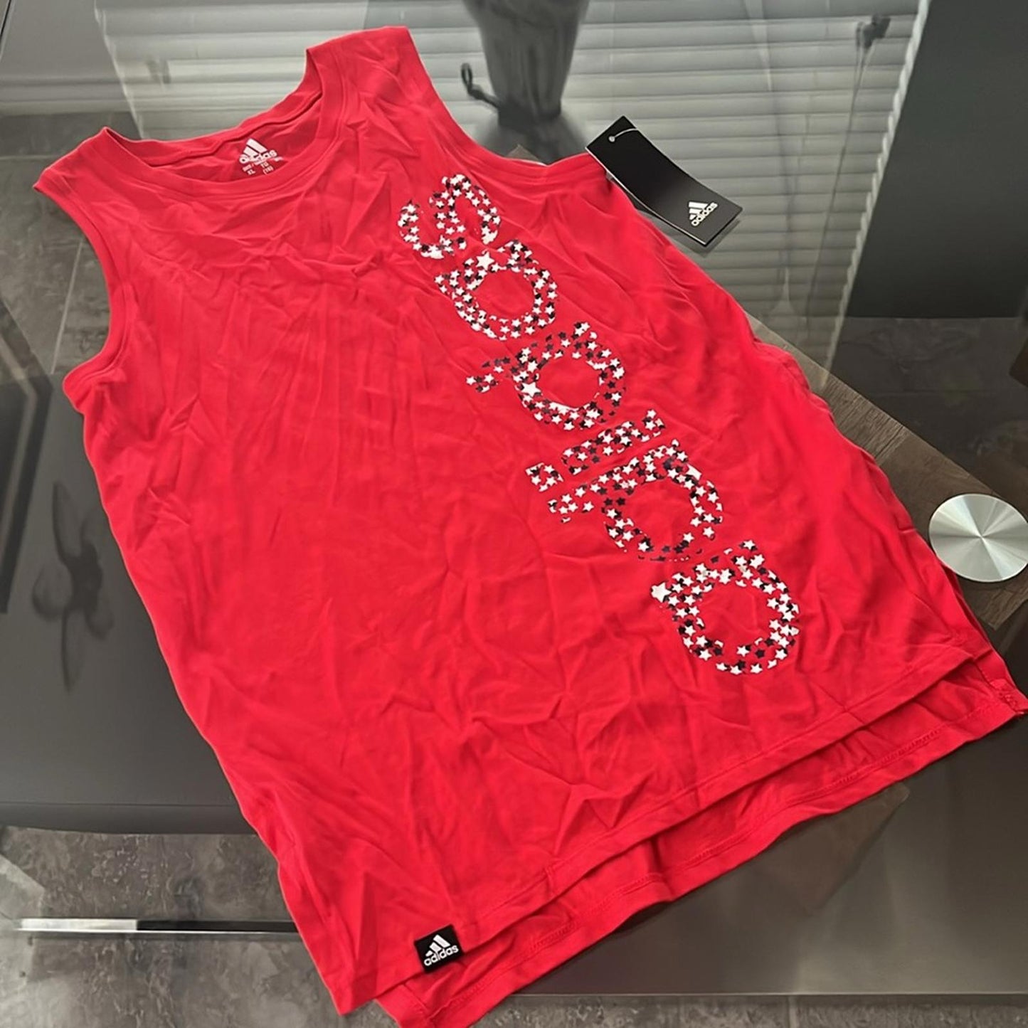 Adidas Girls Muscle Tank in Vivid Red, Size XL (16) New with Tag