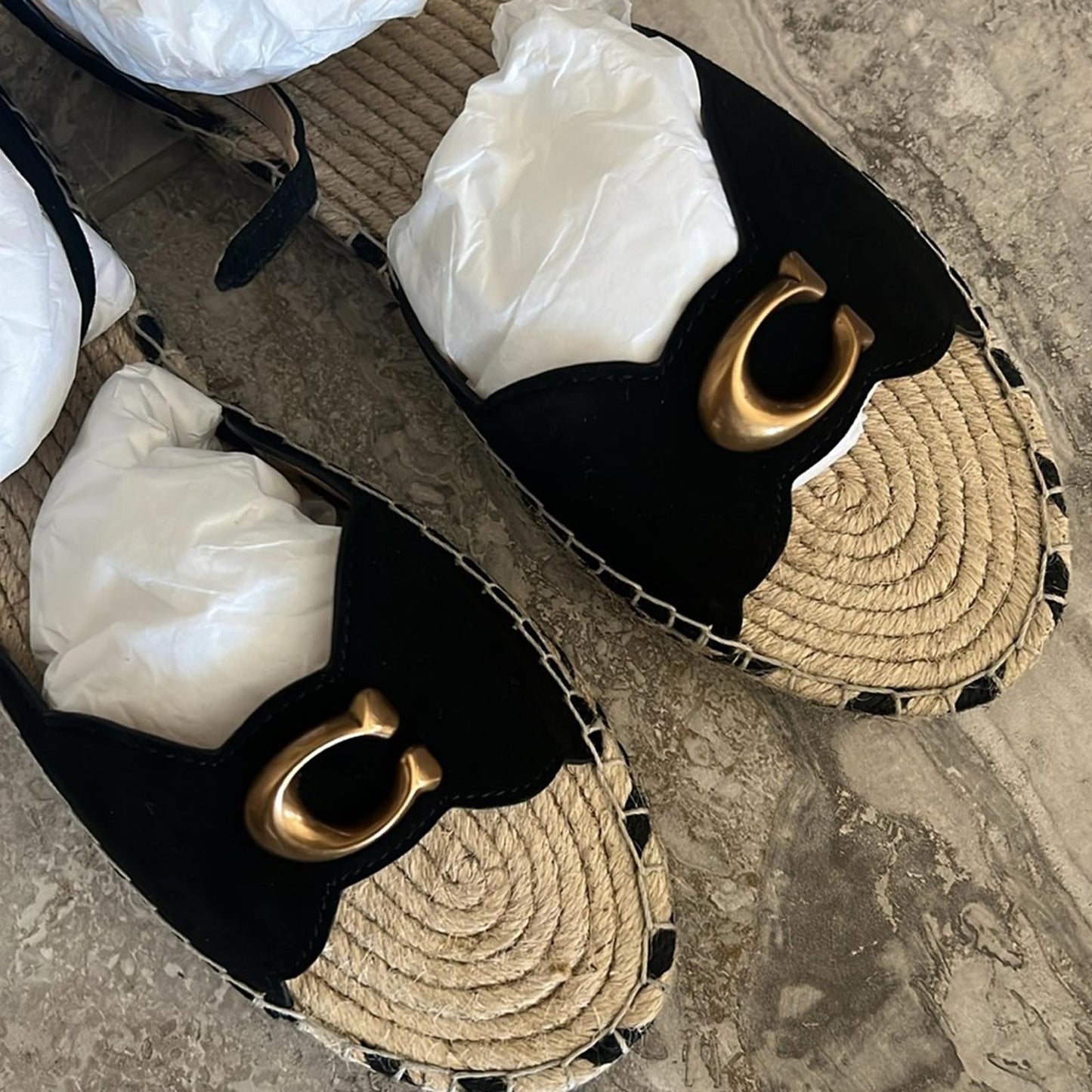 Coach Women's Dillon Espadrille Sandals in Black, Size 11 New in Box