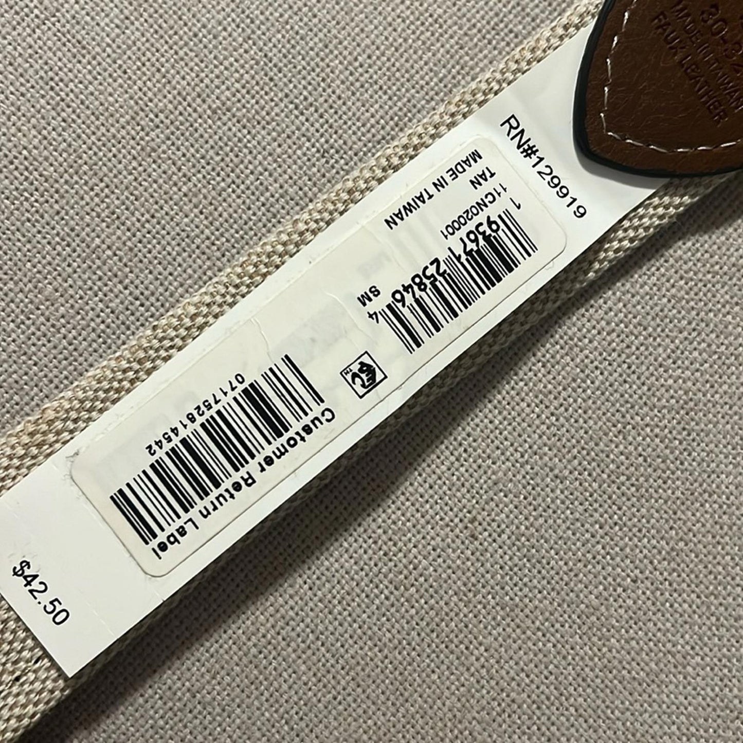 Club Room Men's 35mm Leather Overlay Belt, Size Small New with Tag