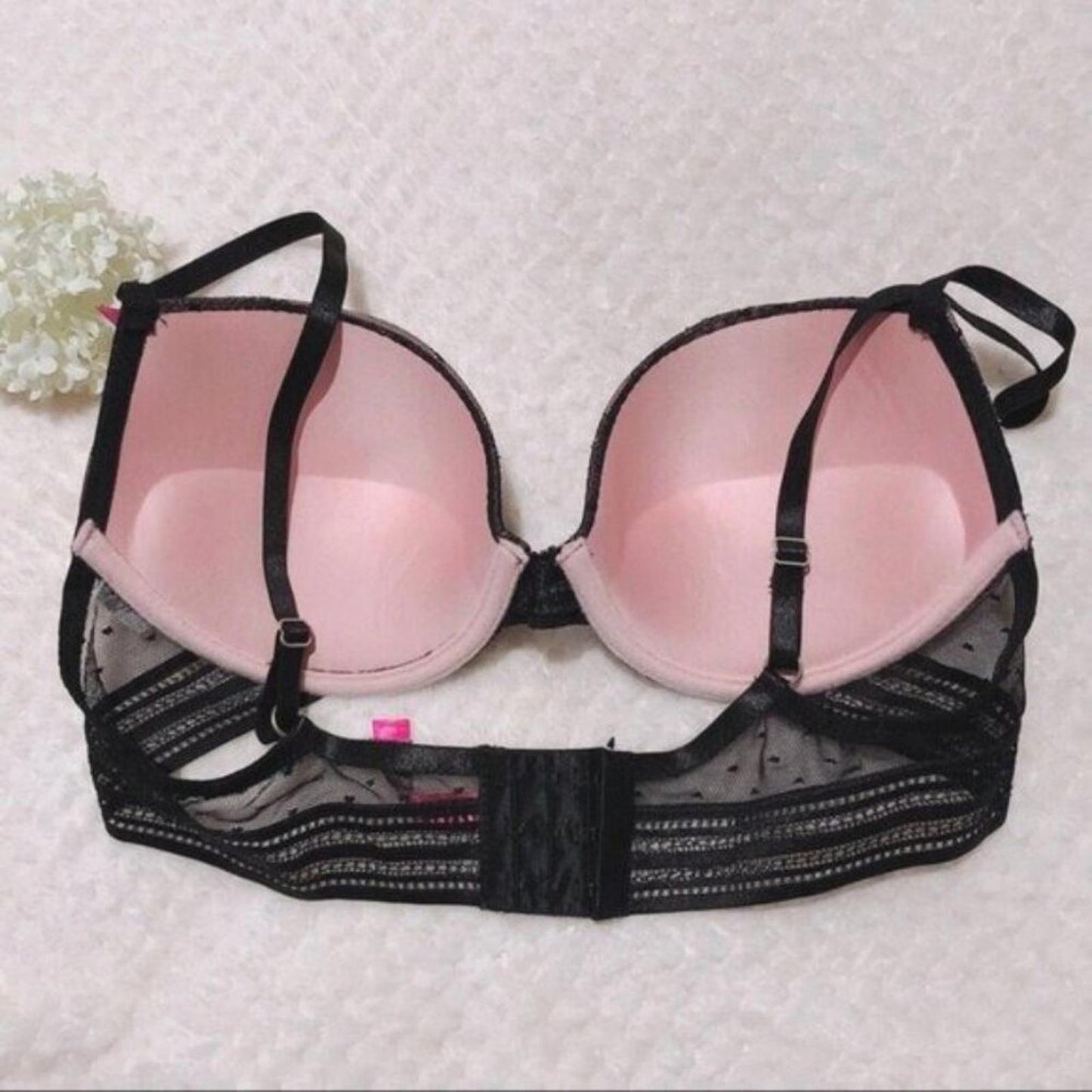 Vince Camuto Push-Up Lace Bra in Nude/Black Lace, Size 36C New w/Tag