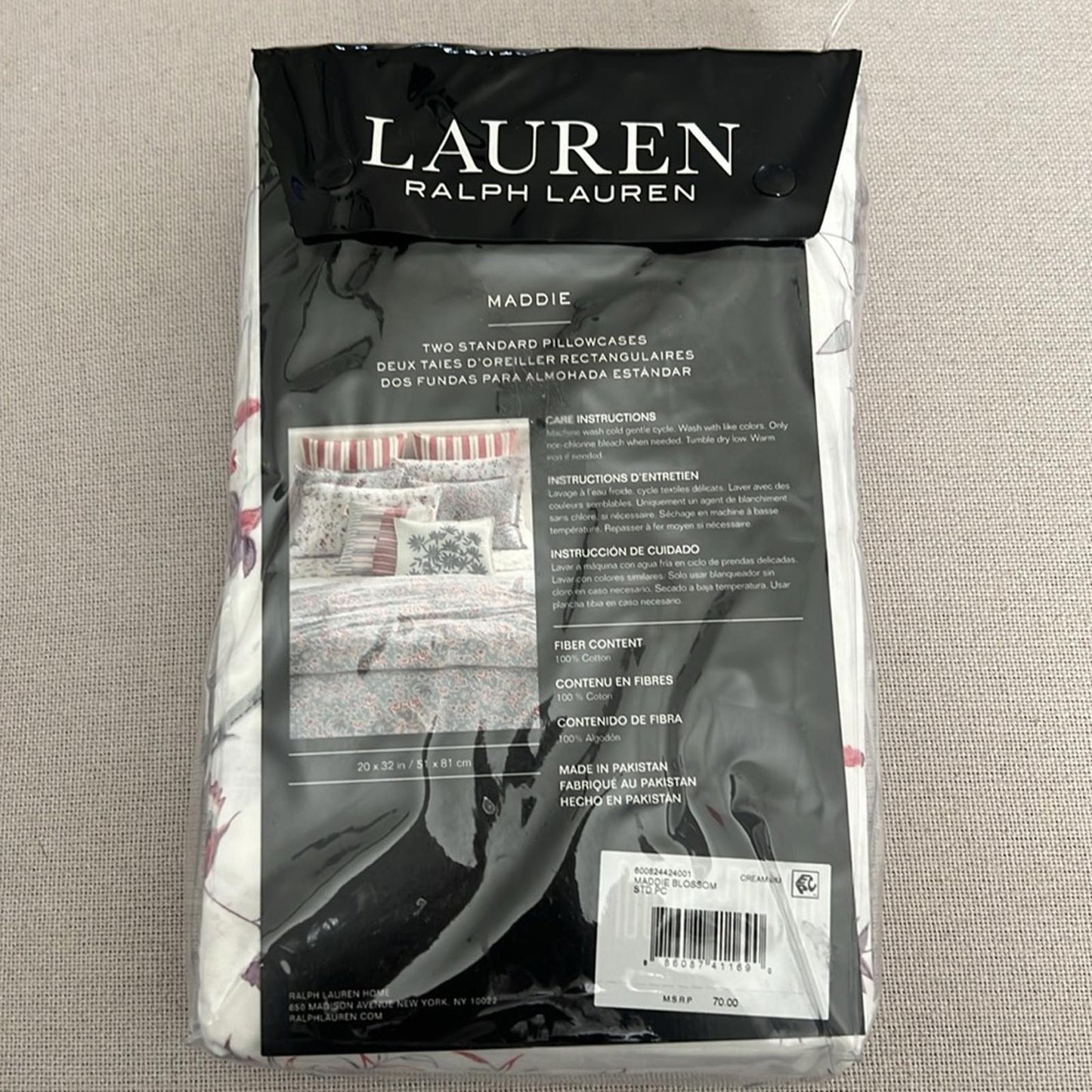 X2 Lauren Ralph Lauren Maddie Blossom Cotton Percale Pillowcases, Standard NWT