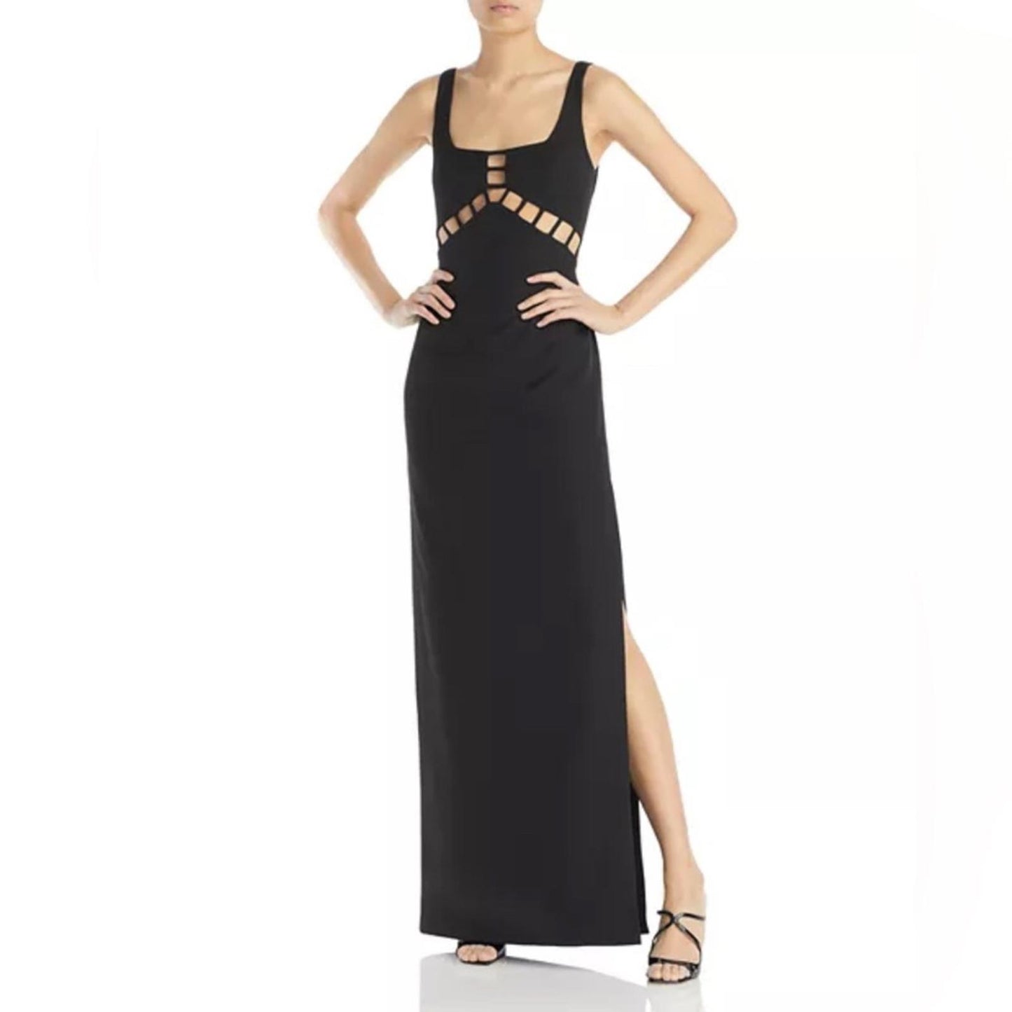 Aidan Mattox Scoop Neck Gown with CutOuts in Black, Size 8 New w/Tag $195