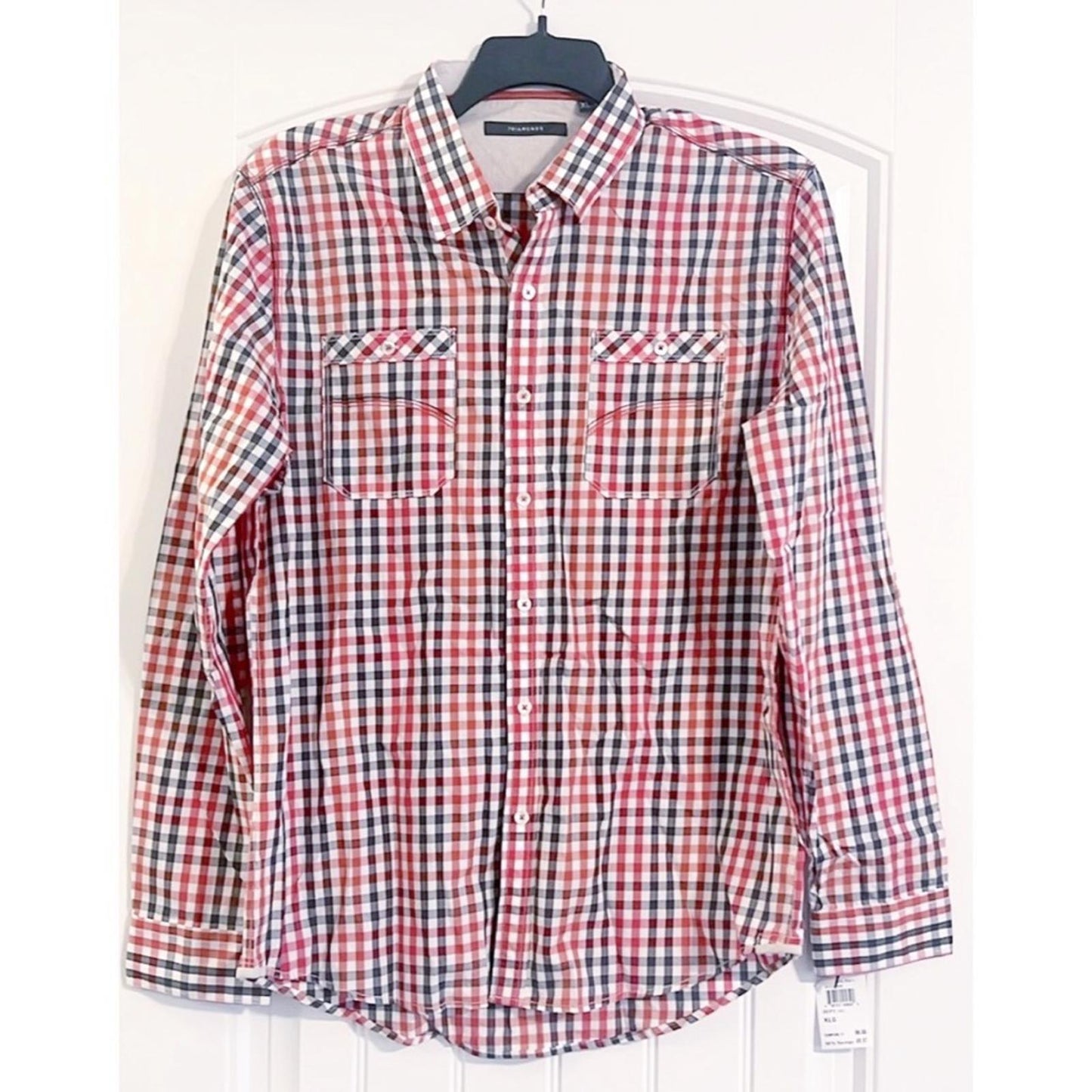 7Diamonds Checkered Button Up Shirt in White/ Navy / Red, NEW, Size XL