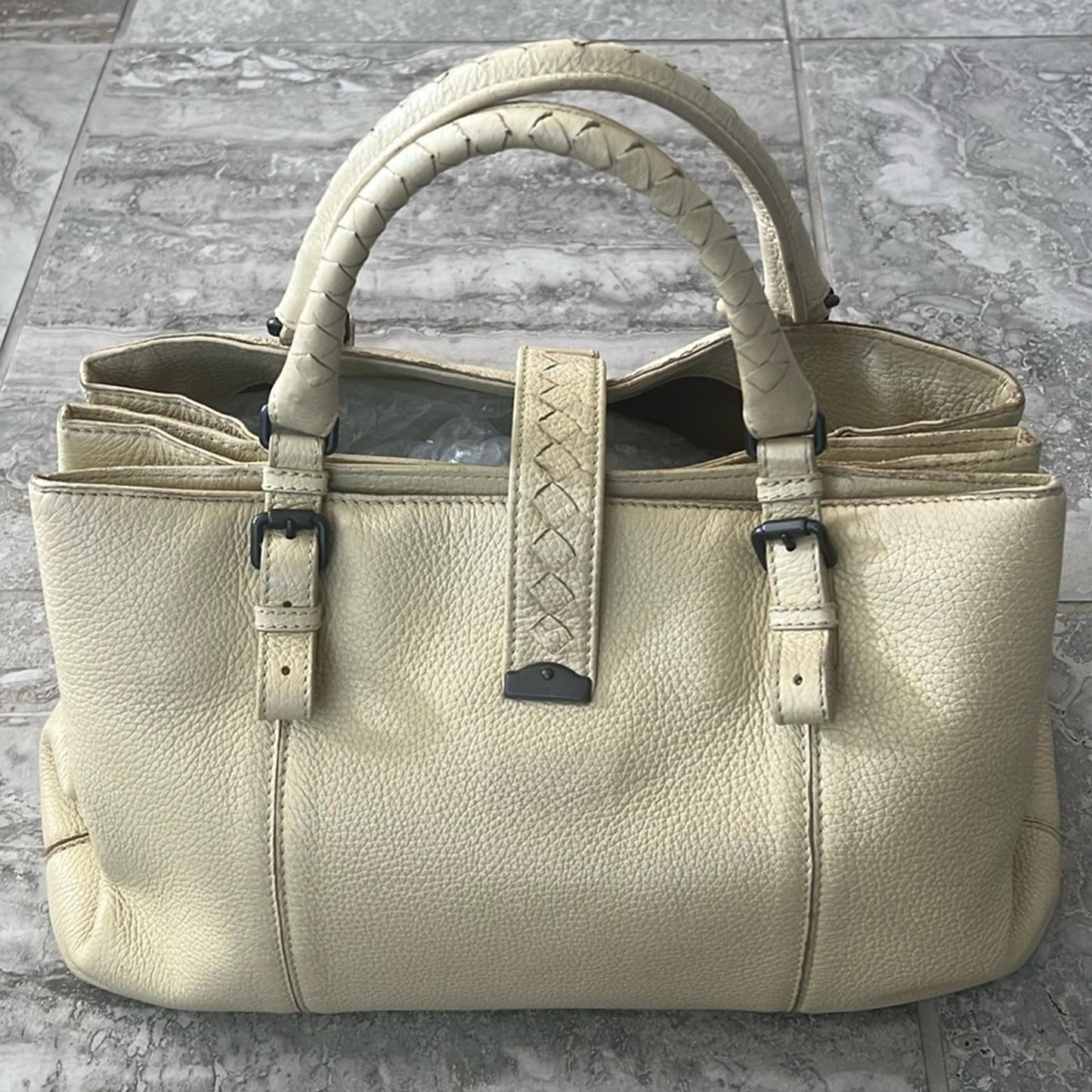 Bottega Veneta Roma Triple-Compartment Pebbled Leather Tote Bag, Retail $3,450