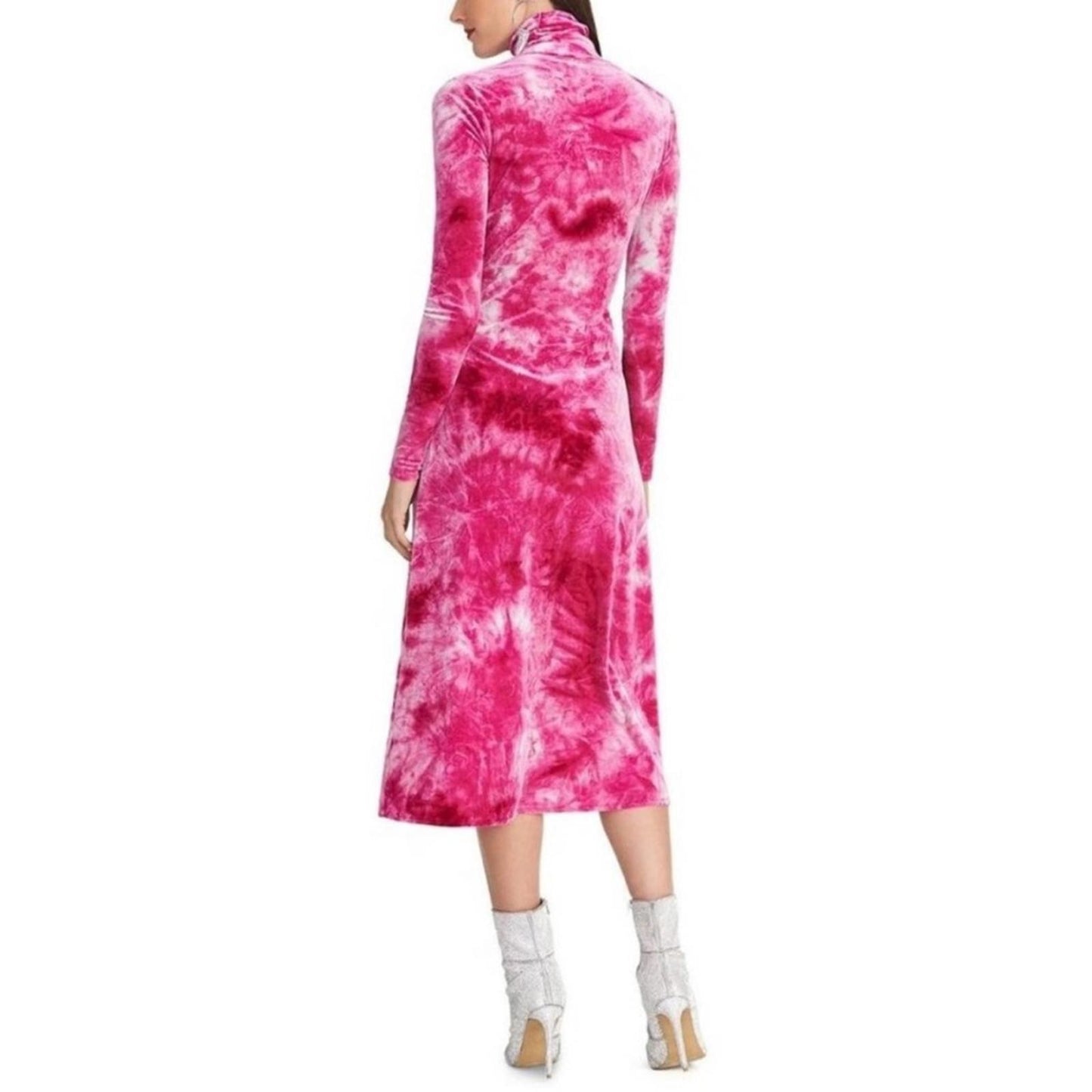 Rachel Rachel Roy Velvet Tie-Dye Midi Sheath Party Dress, Pink Size M New w/Tag