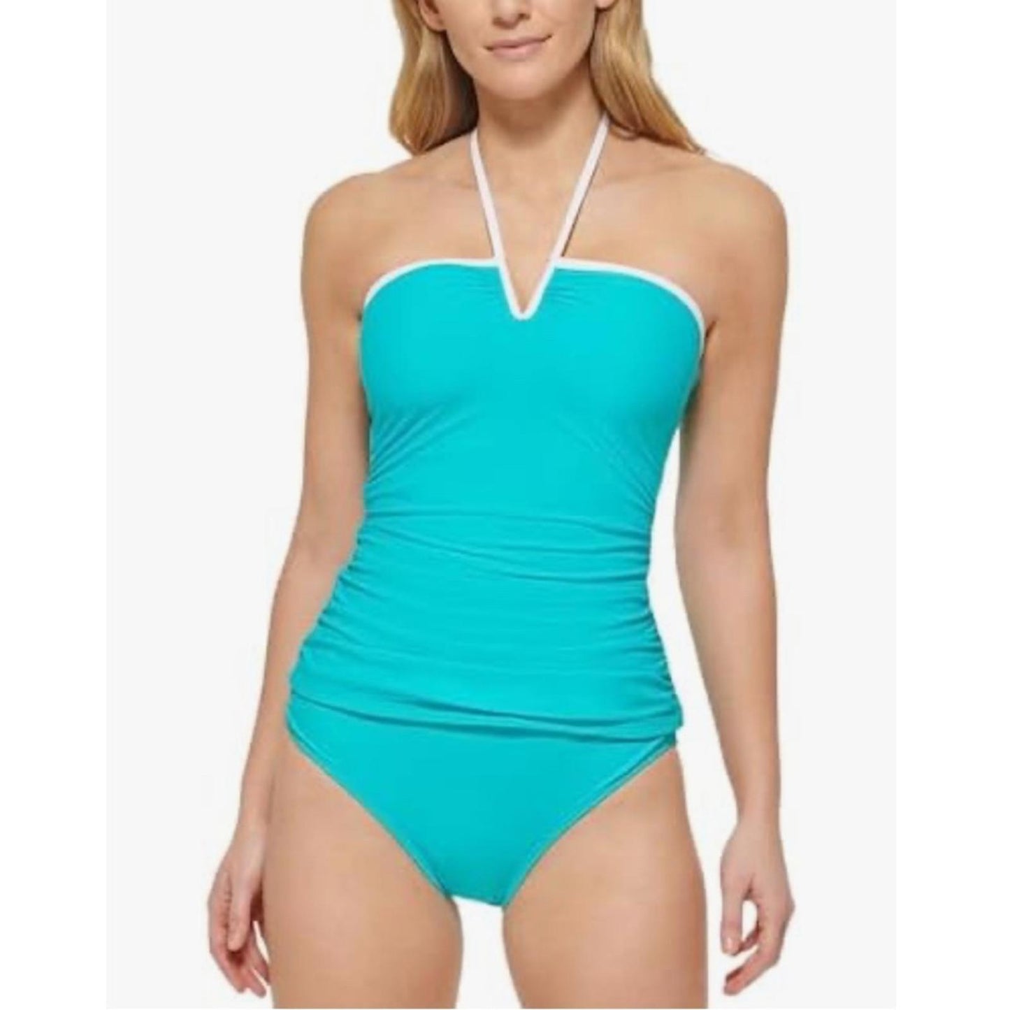 Calvin Klein Solid V-Neck Wire Free Tankini Top, Size S NEW w/Tag