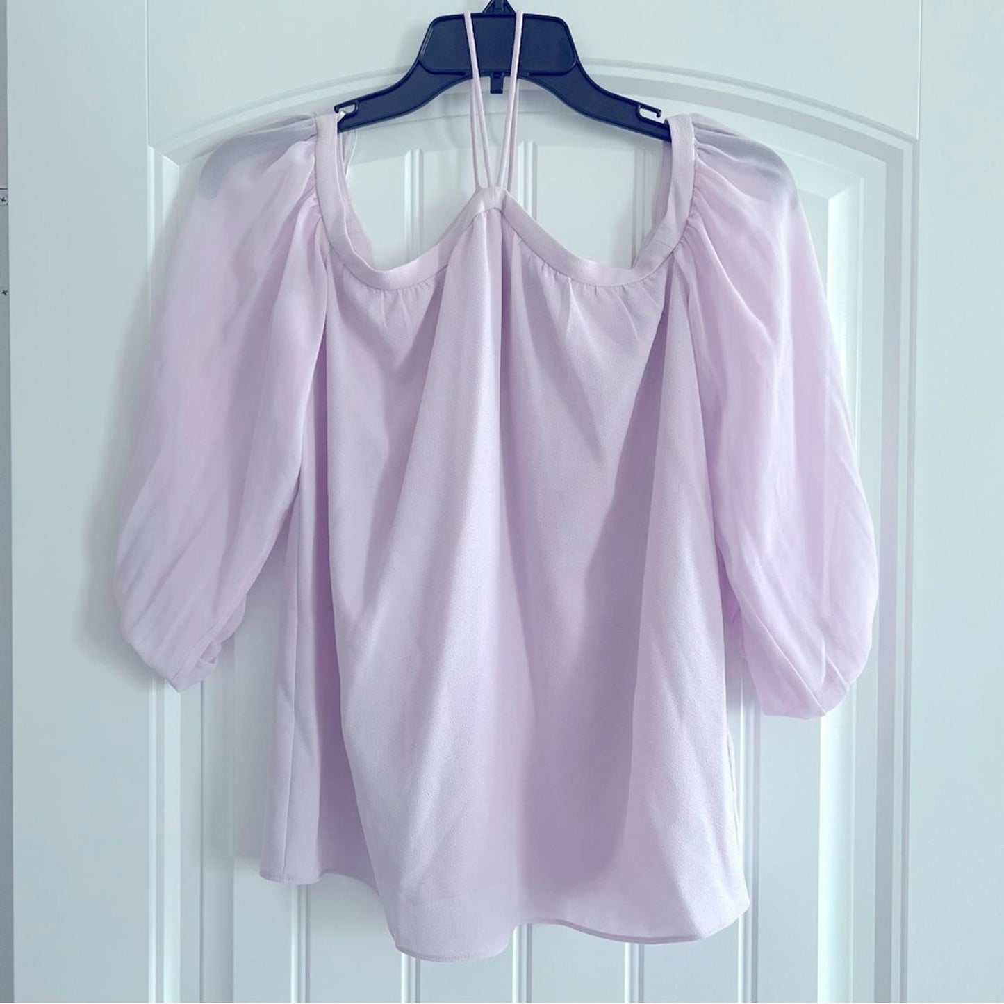 1.State Lavender Off-the-Shoulder Halter Neck Blouse, New, Size XXS