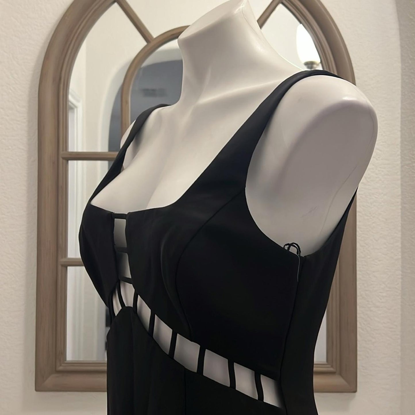 Aidan Mattox Scoop Neck Gown with CutOuts in Black, Size 8 New w/Tag $195