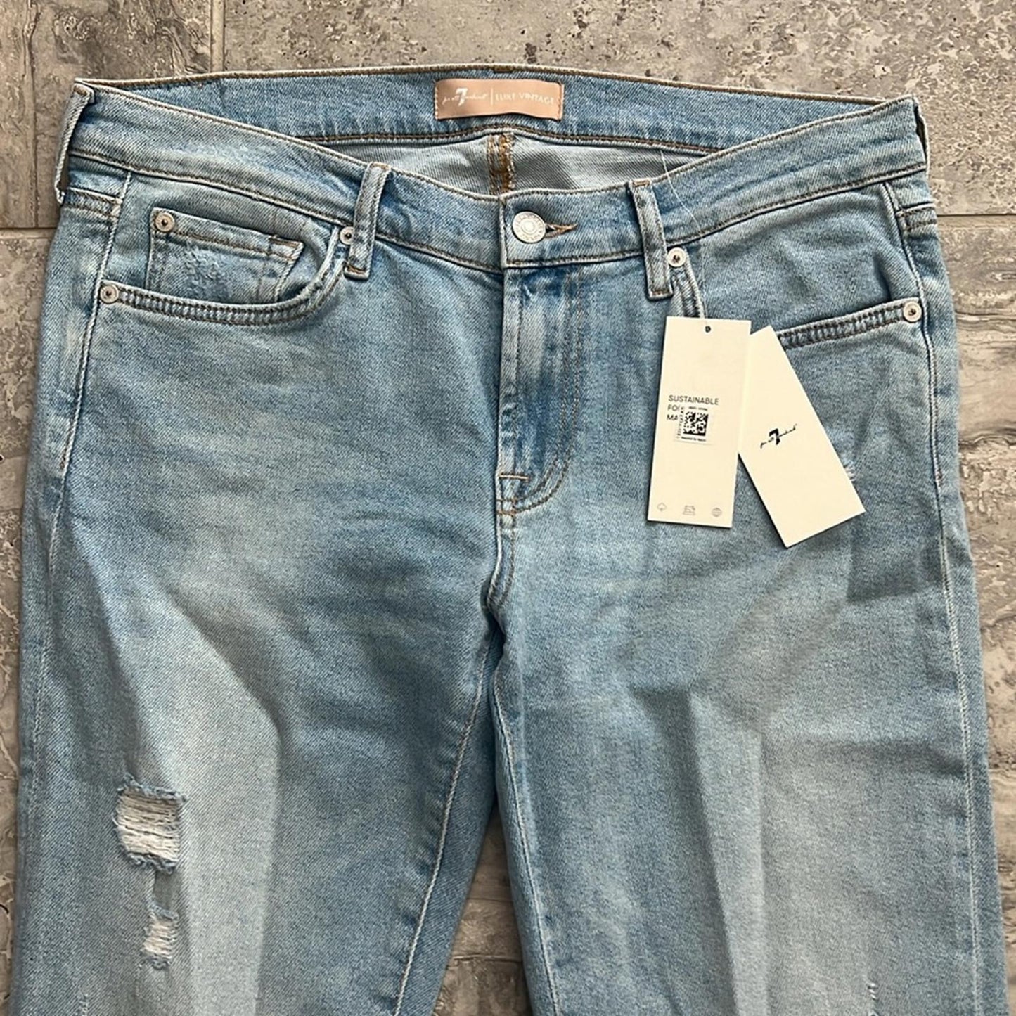 7 For All Mankind Original Mid Rise Bootcut Jeans in Wild Fleur Size 31 NEW $228