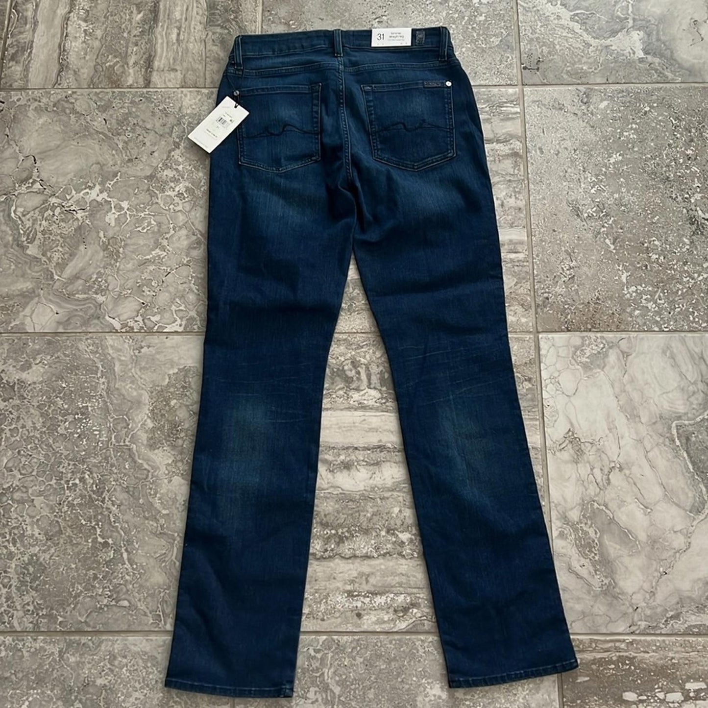 7 For All Mankind Kimmie Mid Rise Slim Straight Jeans in Dian, NEW, Size 31