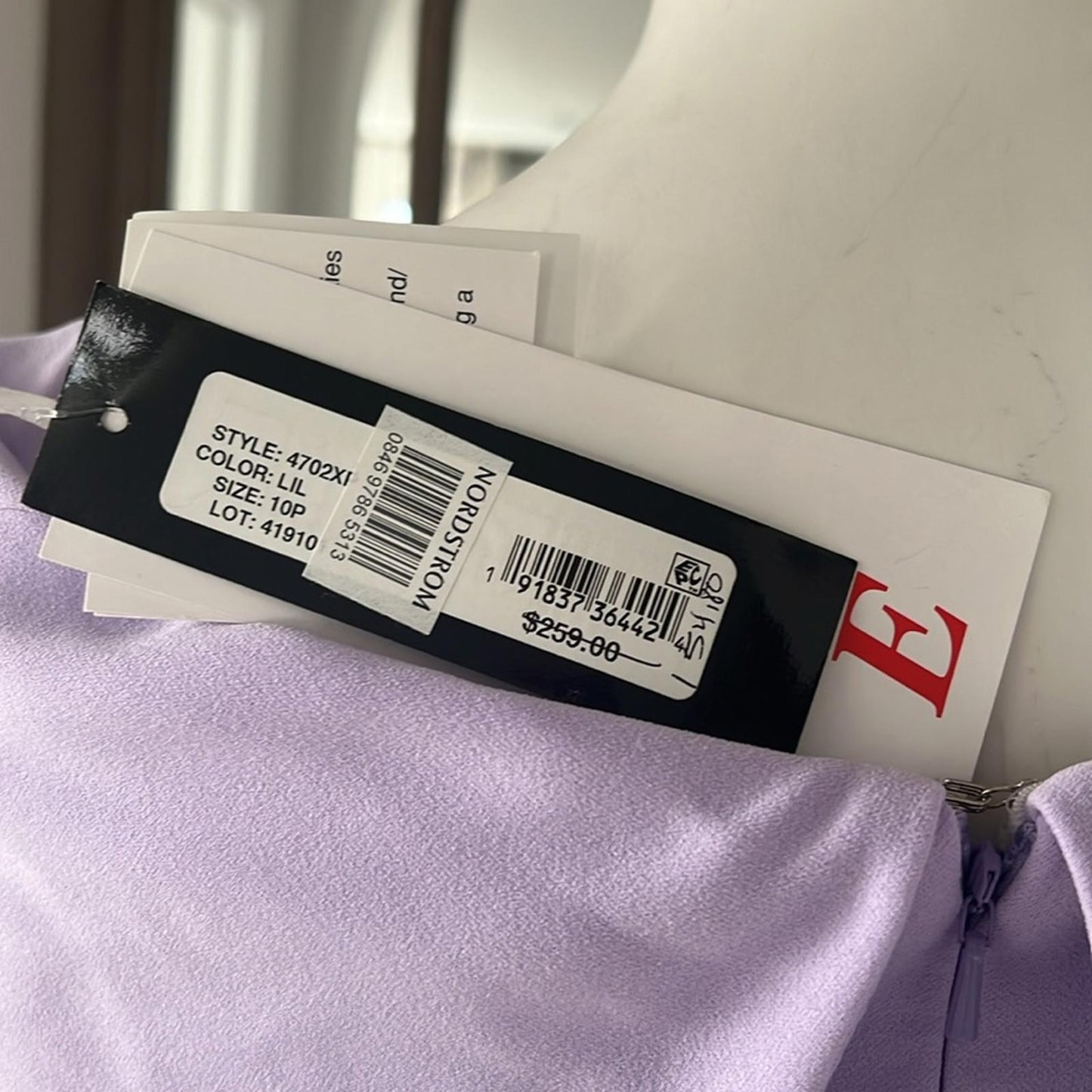 XSCAPE Lilac Ruffled Off-the-Shoulder Dress, Petite Size 10 New w/Tag $259