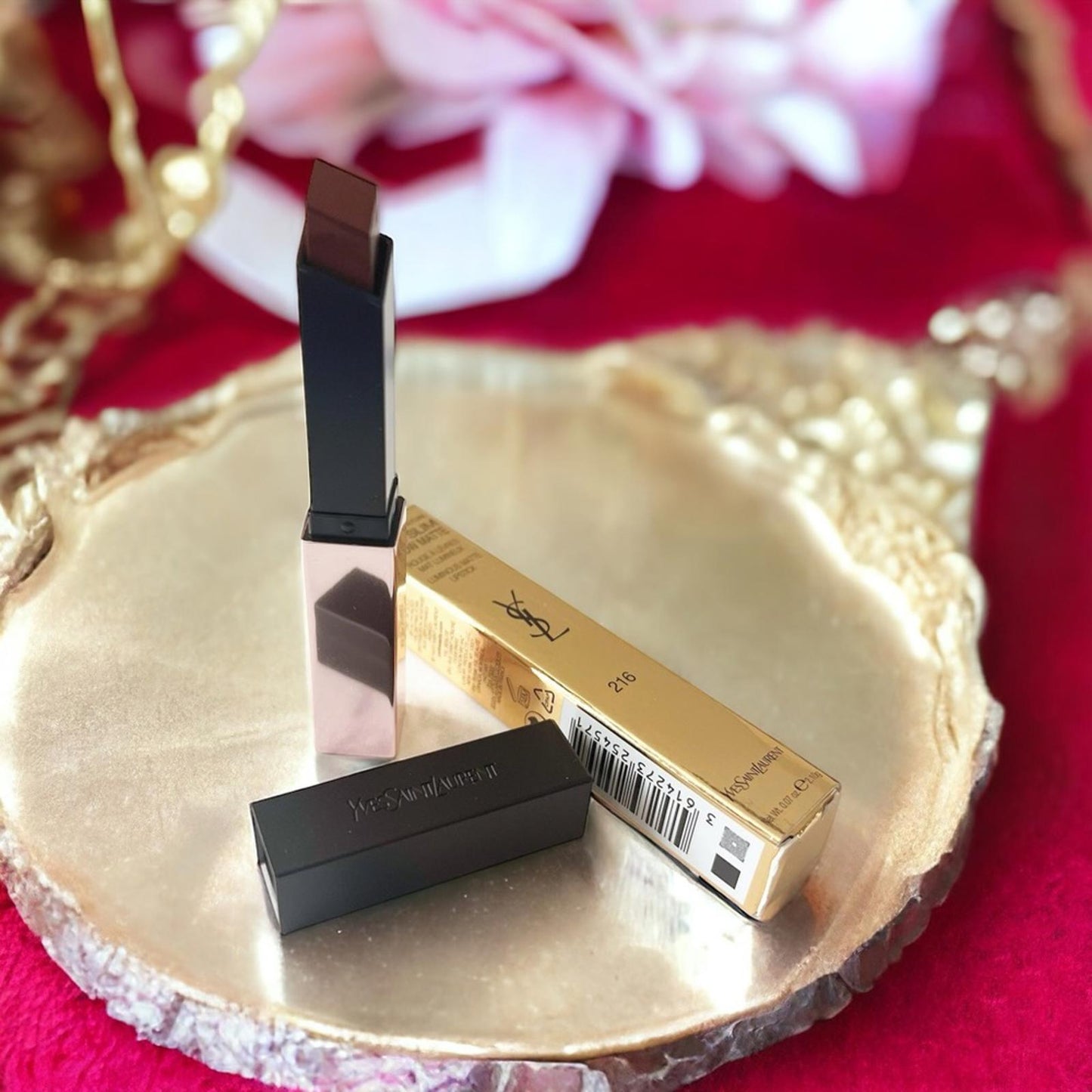 YSL Beauté The Slim Glow Luminous Matte Lipstick, Shade #216 NEW