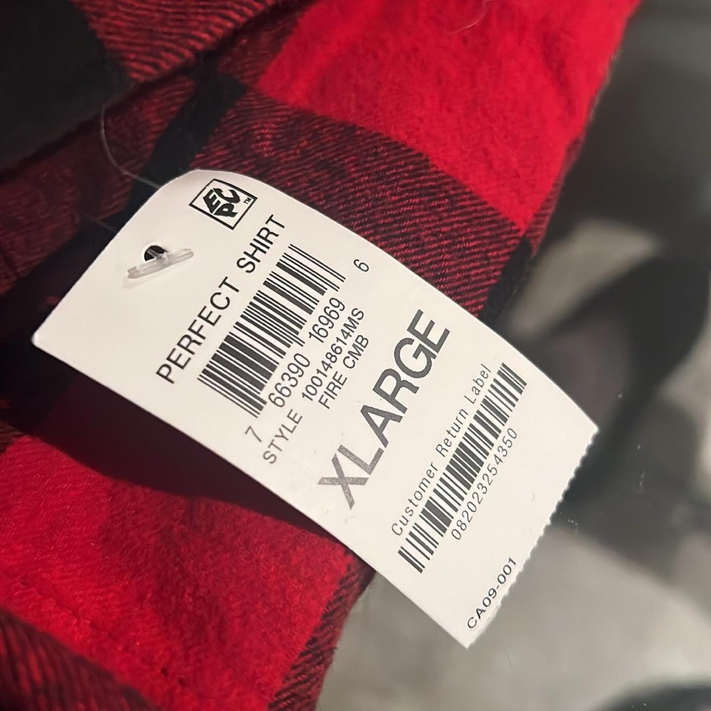 Style & Co Cotton Buffalo Plaid Flannel Shirt, Black & Red New w/Tag $49.50