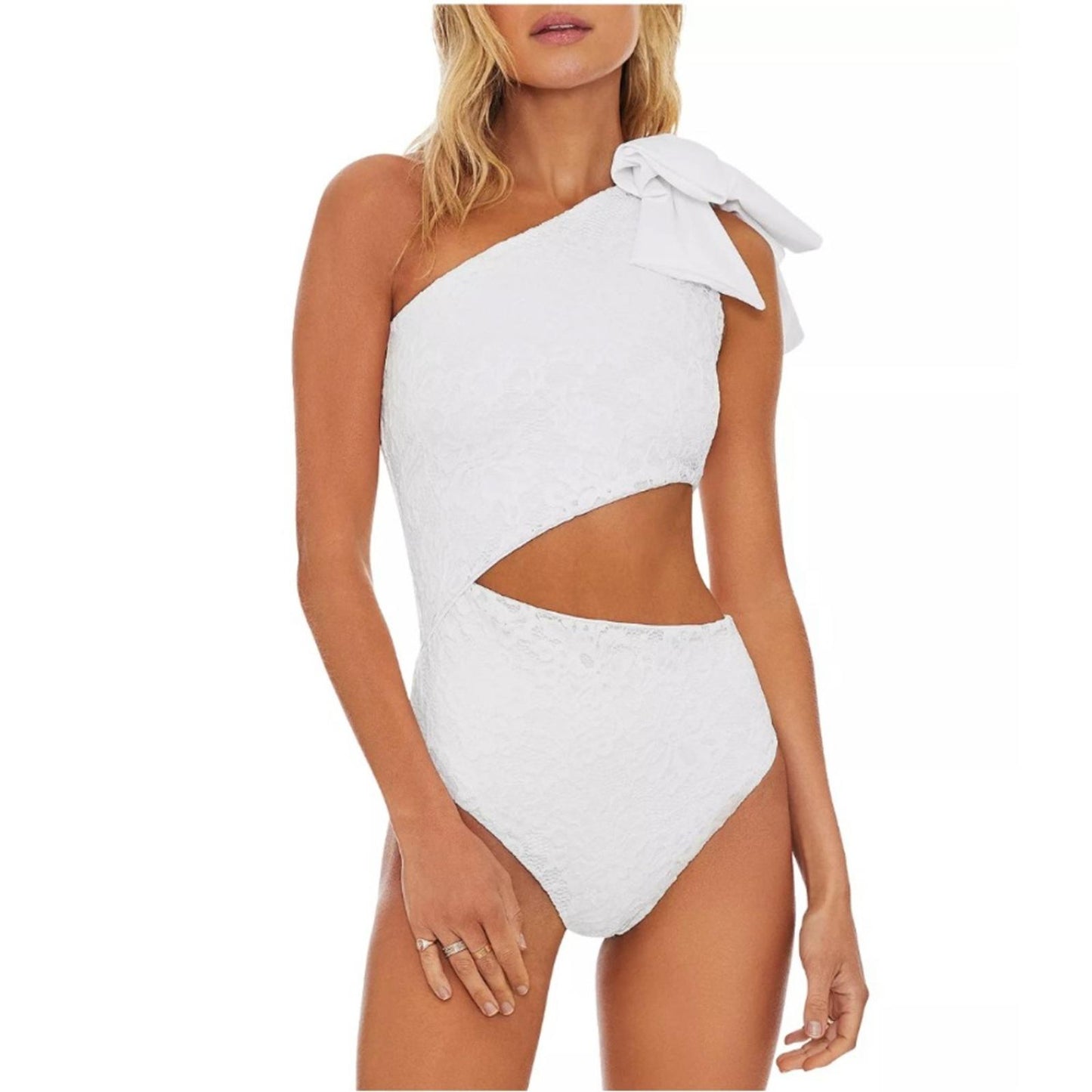 Beach Riot x REVOLVE Selena Lace Bridal One Piece Swimsuit, White Size XS NEW