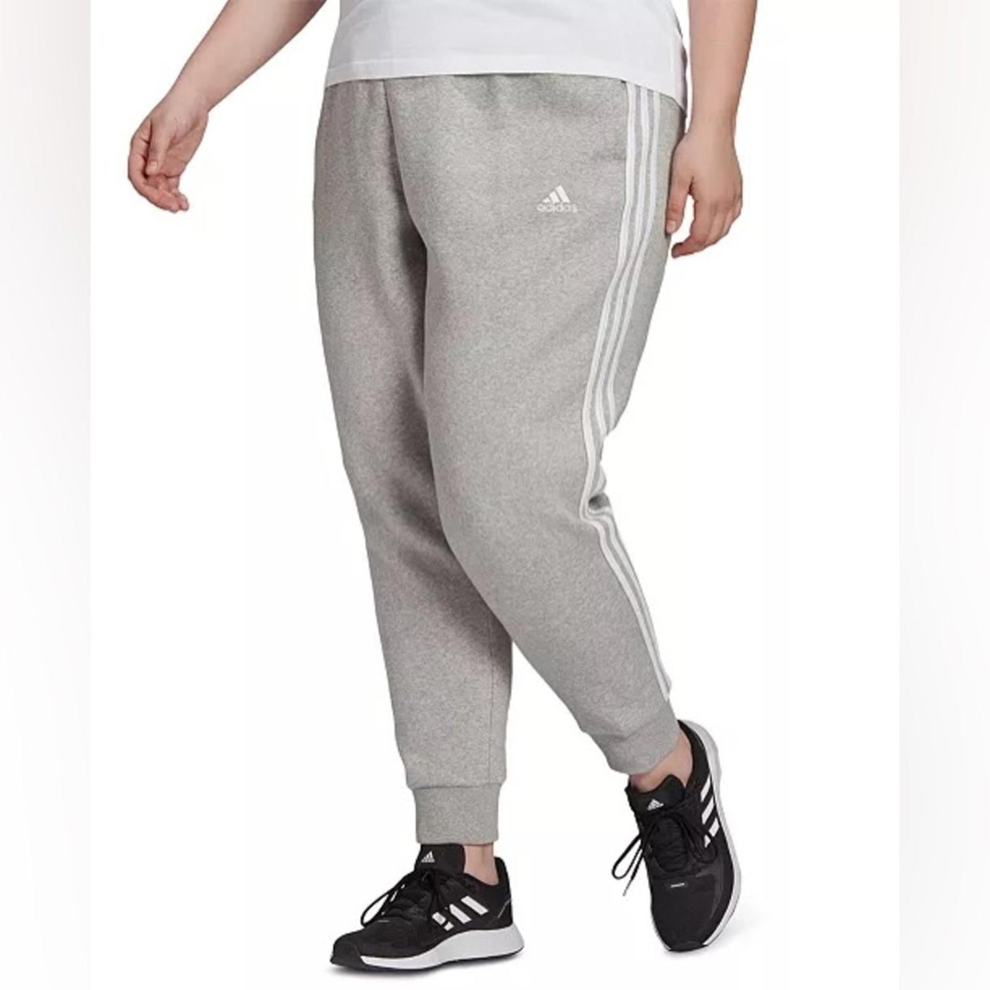 Adidas Essentials Three-Stripes Fleece Joggers, Grey Plus Size 3X New w/Tag