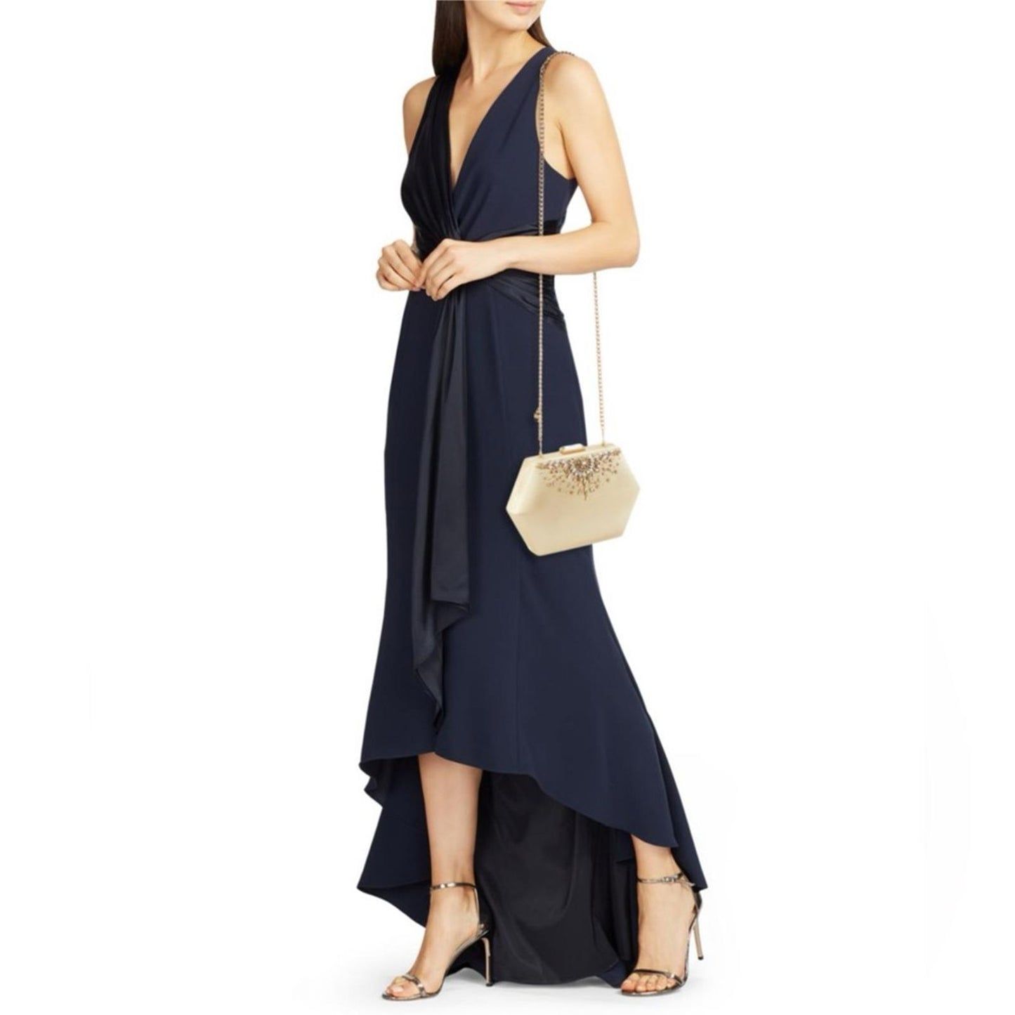 Badgley Mischka Embellished Convertible Clutch in Gold, New w/Tag Retail $179