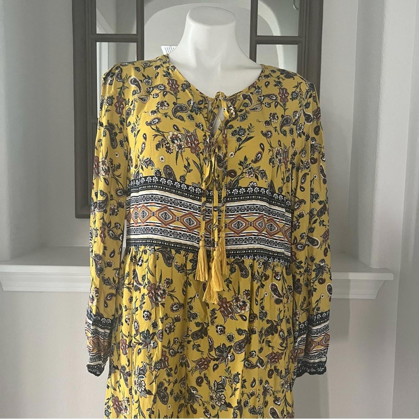 Luxology Women's Boho Border Midi Dress, Size L