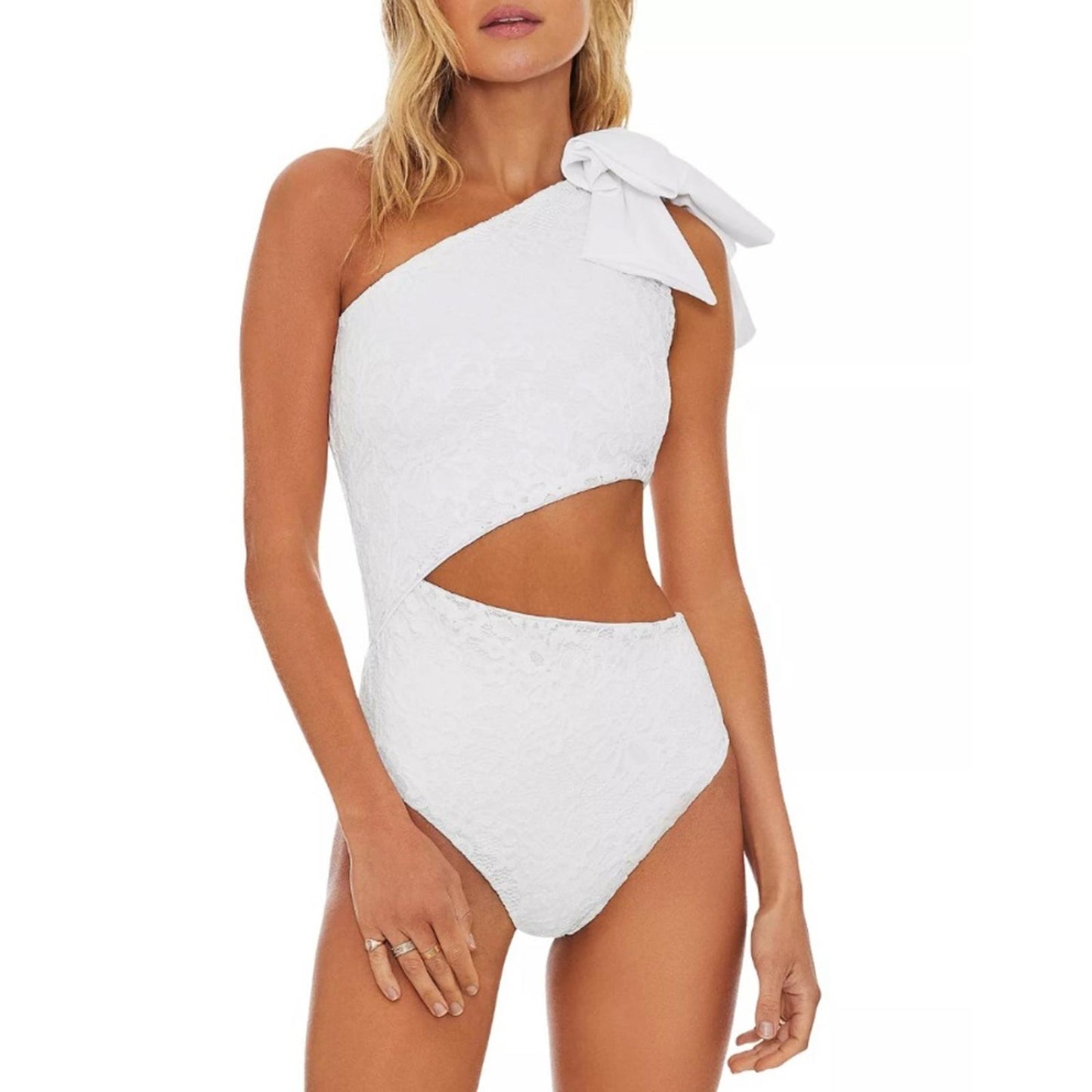 Beach Riot x REVOLVE Selena Lace Bridal One Piece Swimsuit, White Size XS NEW