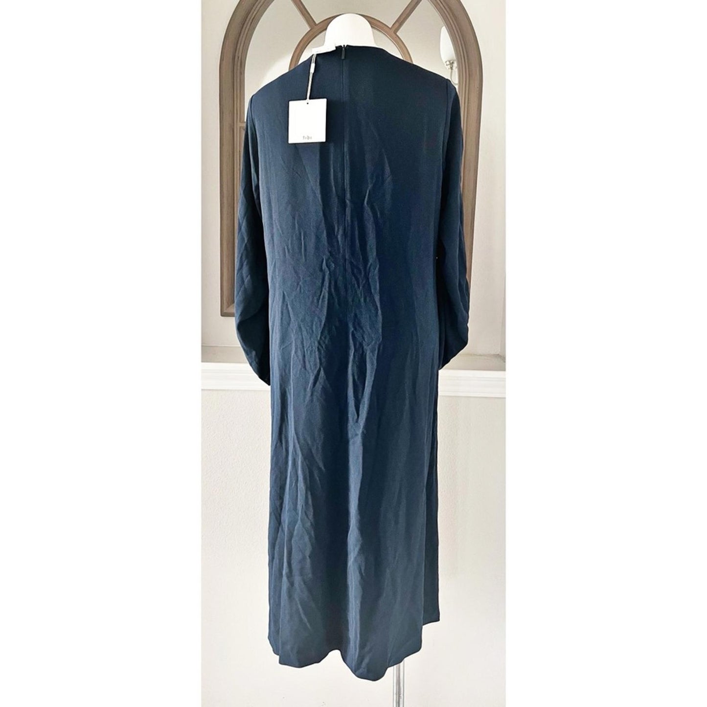 TIBI Ruched Convertible Bell Sleeve Cinched Stretch Crepe Dress Size 10 NWT $595