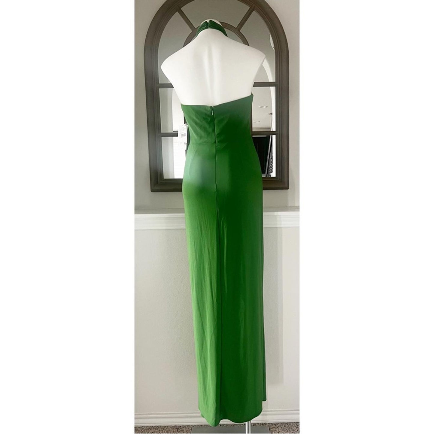 Aidan by Aidan Mattox Halter Cutout Gown in Green/Moss Size 4 NEW w/Tag $245