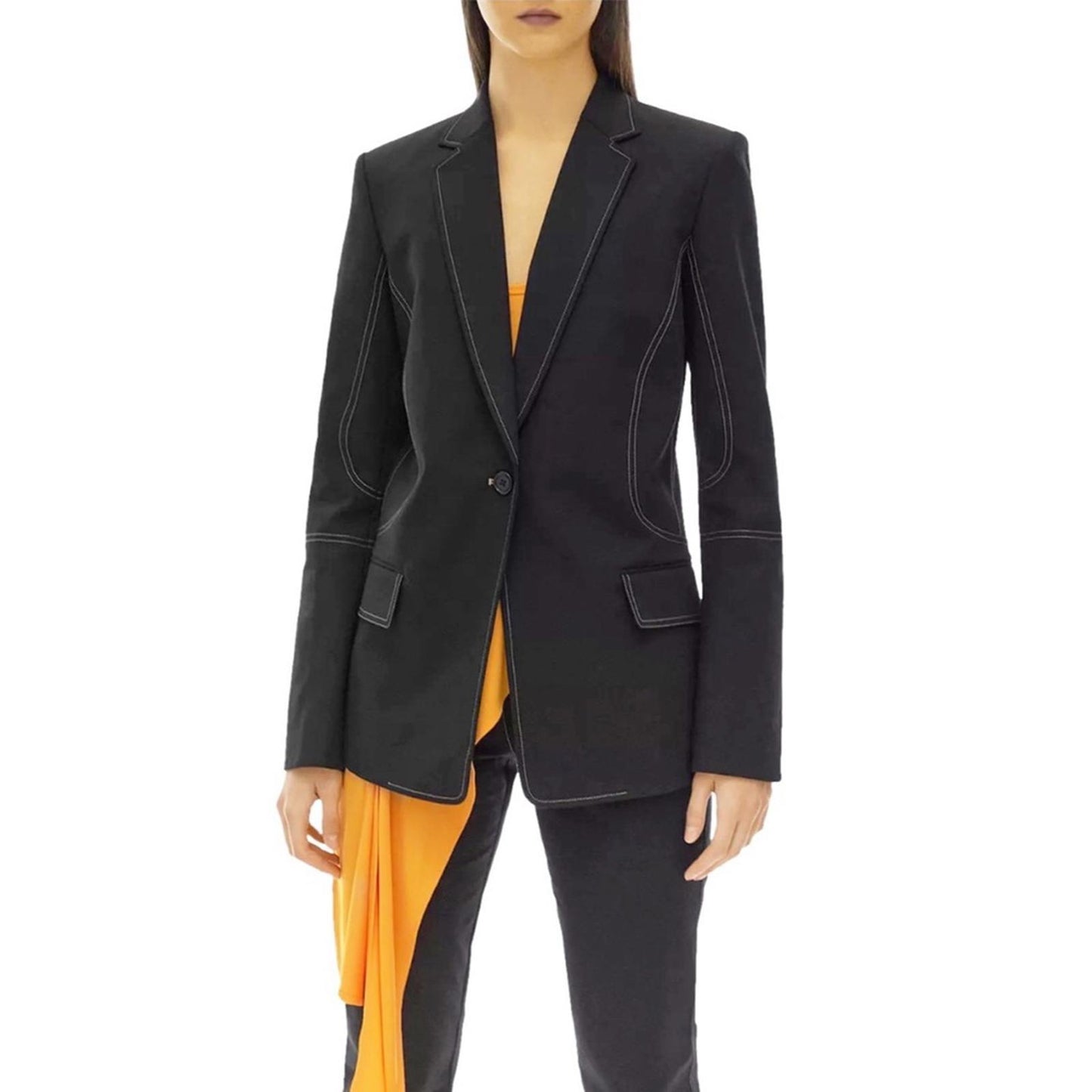Helmut Lang Contrast Stitch Blazer, Black, Size US4 | UK8 New w/Tag Retail $495