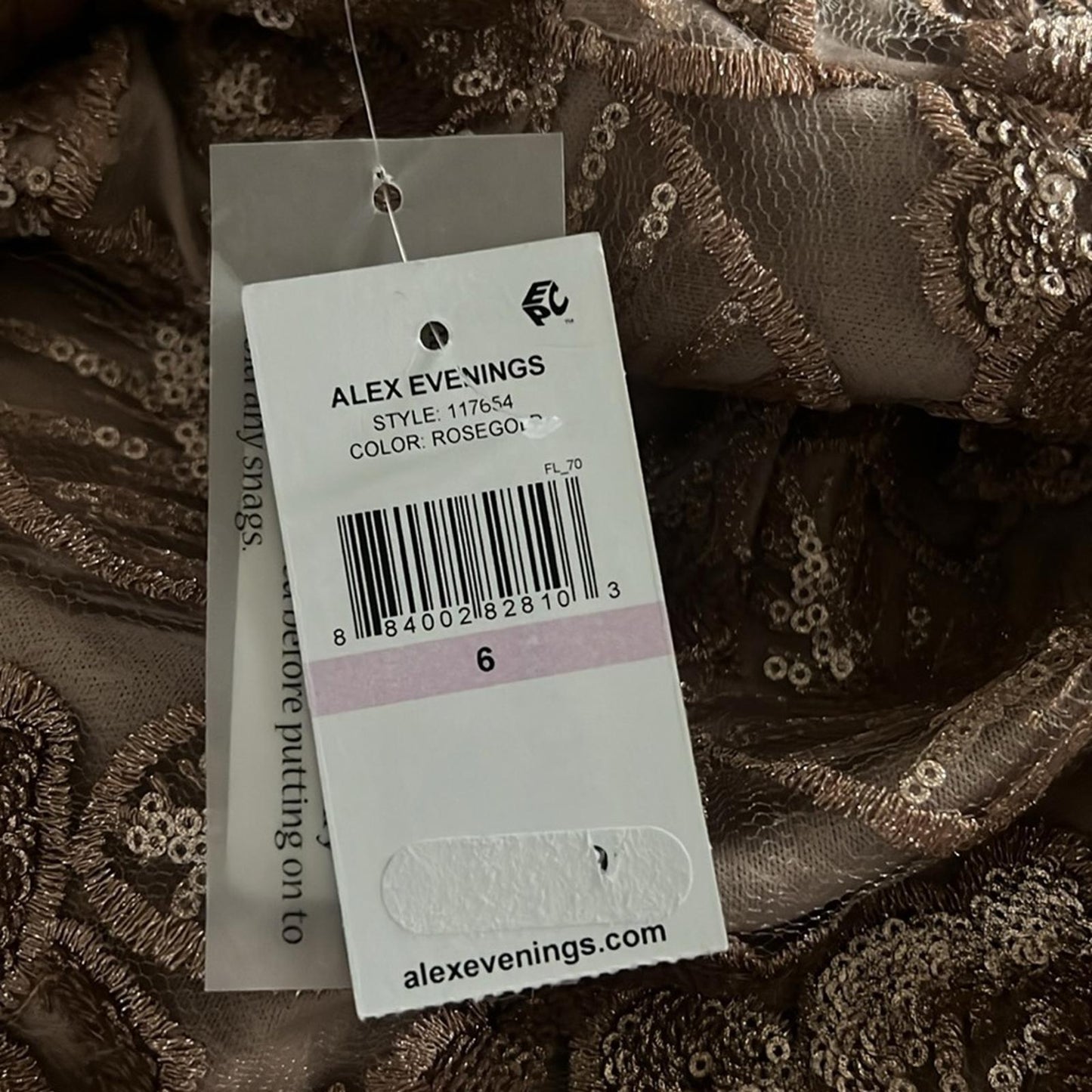 Alex Evening Floral Embroidered Cocktail Sheath Dress in Rose Gold, Size 6 NWT