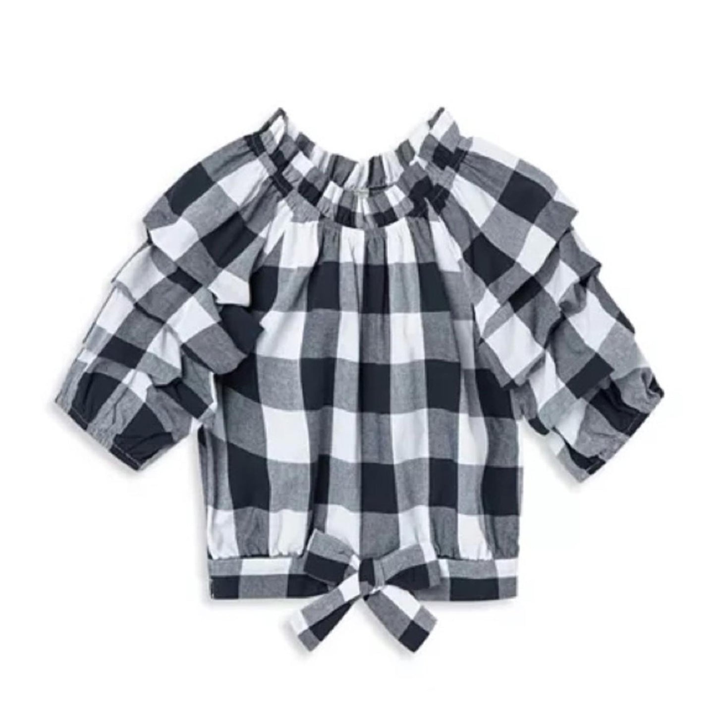 Habitual Kids Girls' Puff Sleeve Gingham Crop Top Big Kid Size 16, New w/Tag