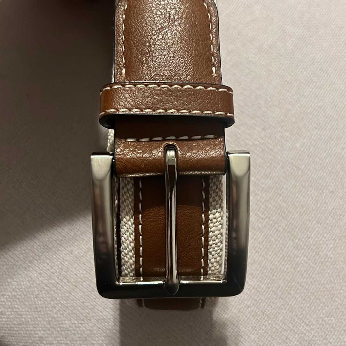 Club Room Men's 35mm Leather Overlay Belt, Size Small New with Tag